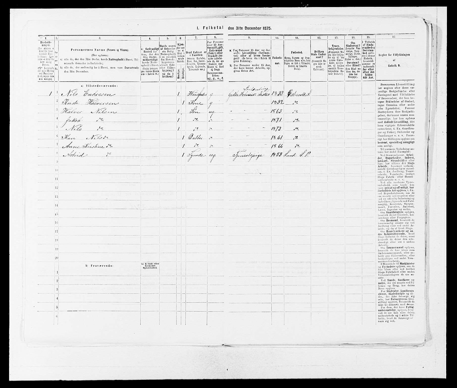 SAB, 1875 census for 1245P Sund, 1875, p. 678