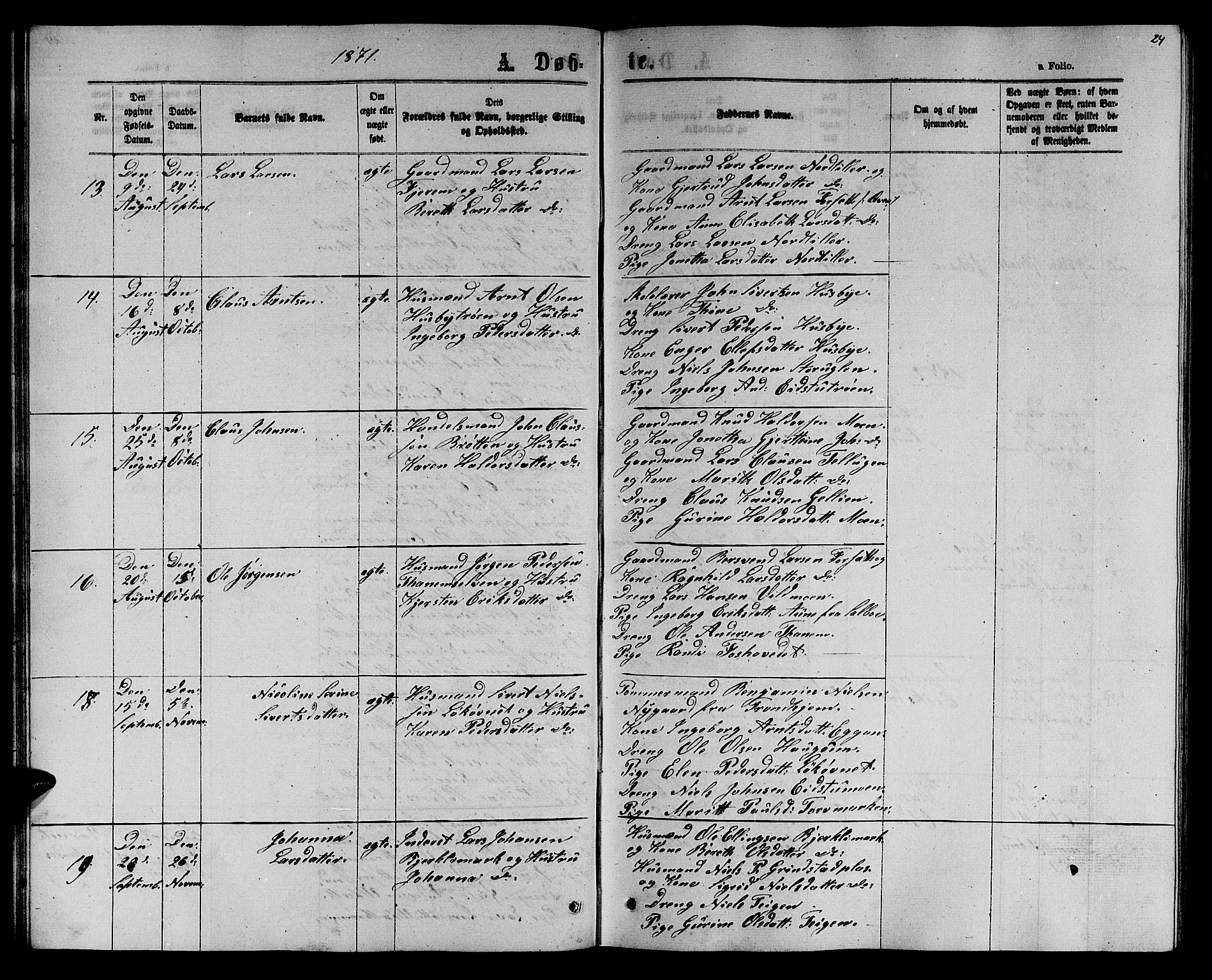 Ministerialprotokoller, klokkerbøker og fødselsregistre - Sør-Trøndelag, SAT/A-1456/618/L0451: Parish register (copy) no. 618C02, 1865-1883, p. 24