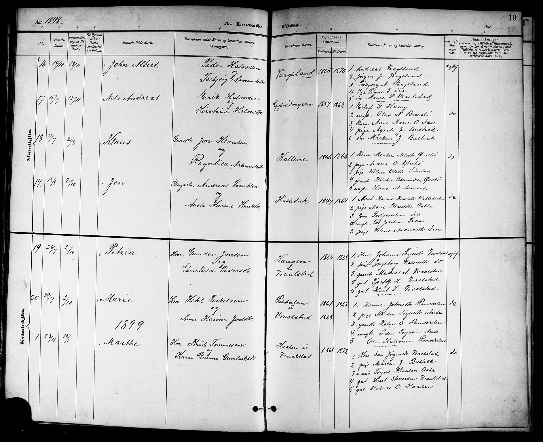 Drangedal kirkebøker, SAKO/A-258/G/Gb/L0002: Parish register (copy) no. II 2, 1895-1918, p. 19