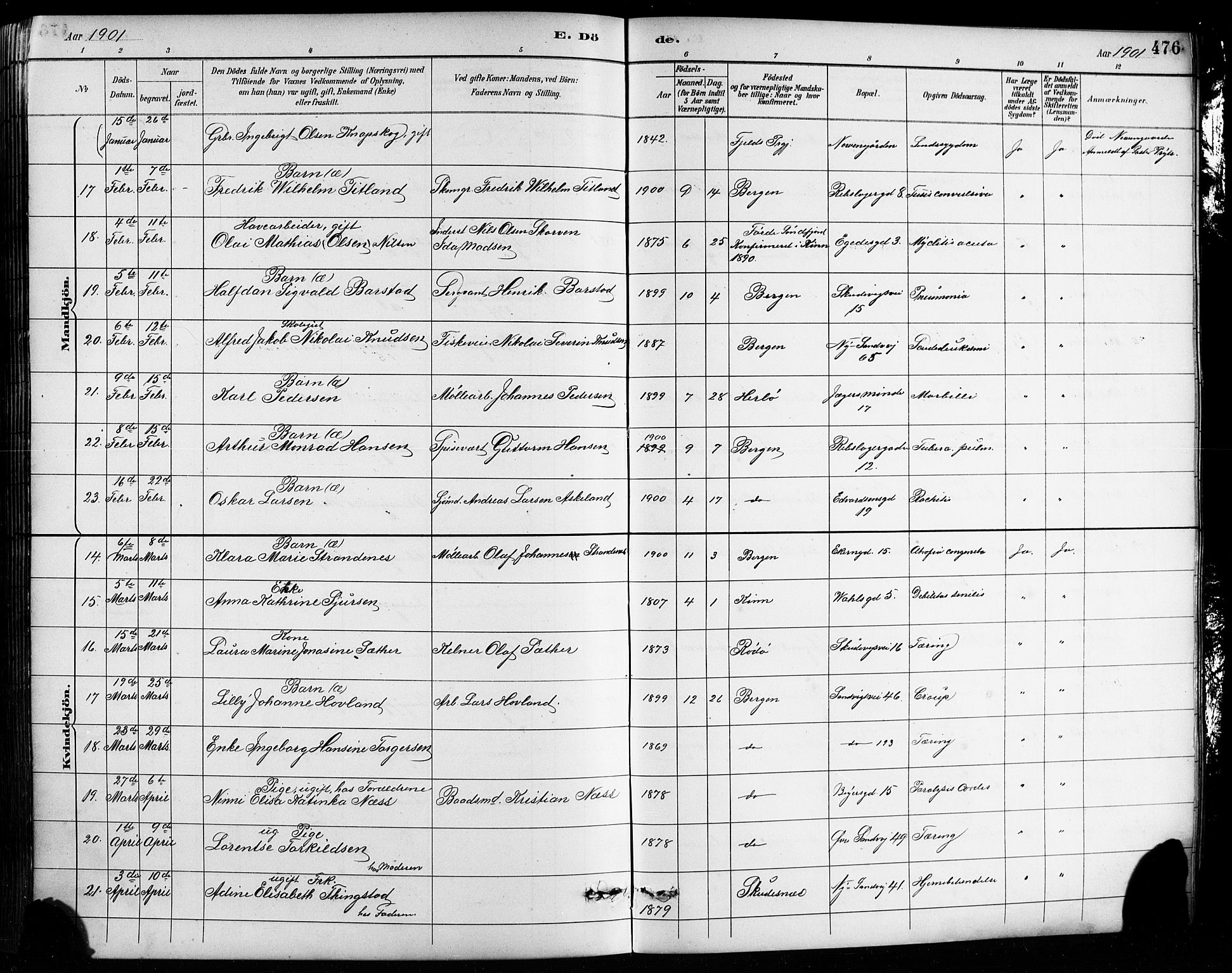 Sandviken Sokneprestembete, SAB/A-77601/H/Hb/L0002: Parish register (copy) no. A 3, 1888-1902, p. 476