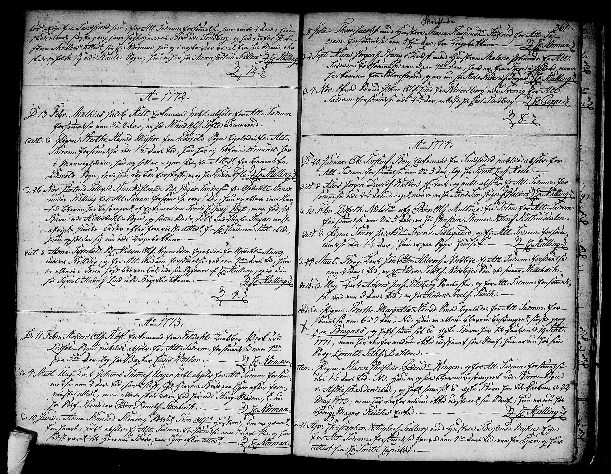 Kongsberg kirkebøker, SAKO/A-22/F/Fa/L0005: Parish register (official) no. I 5, 1769-1782, p. 361
