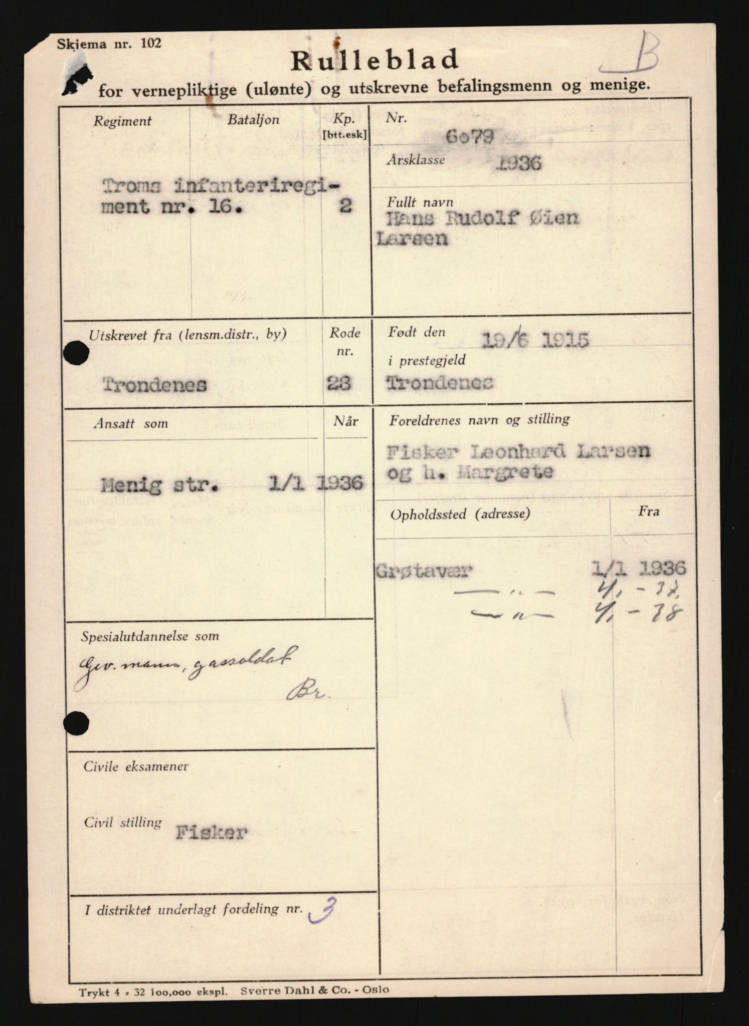 Forsvaret, Troms infanteriregiment nr. 16, AV/RA-RAFA-3146/P/Pa/L0020: Rulleblad for regimentets menige mannskaper, årsklasse 1936, 1936, p. 781