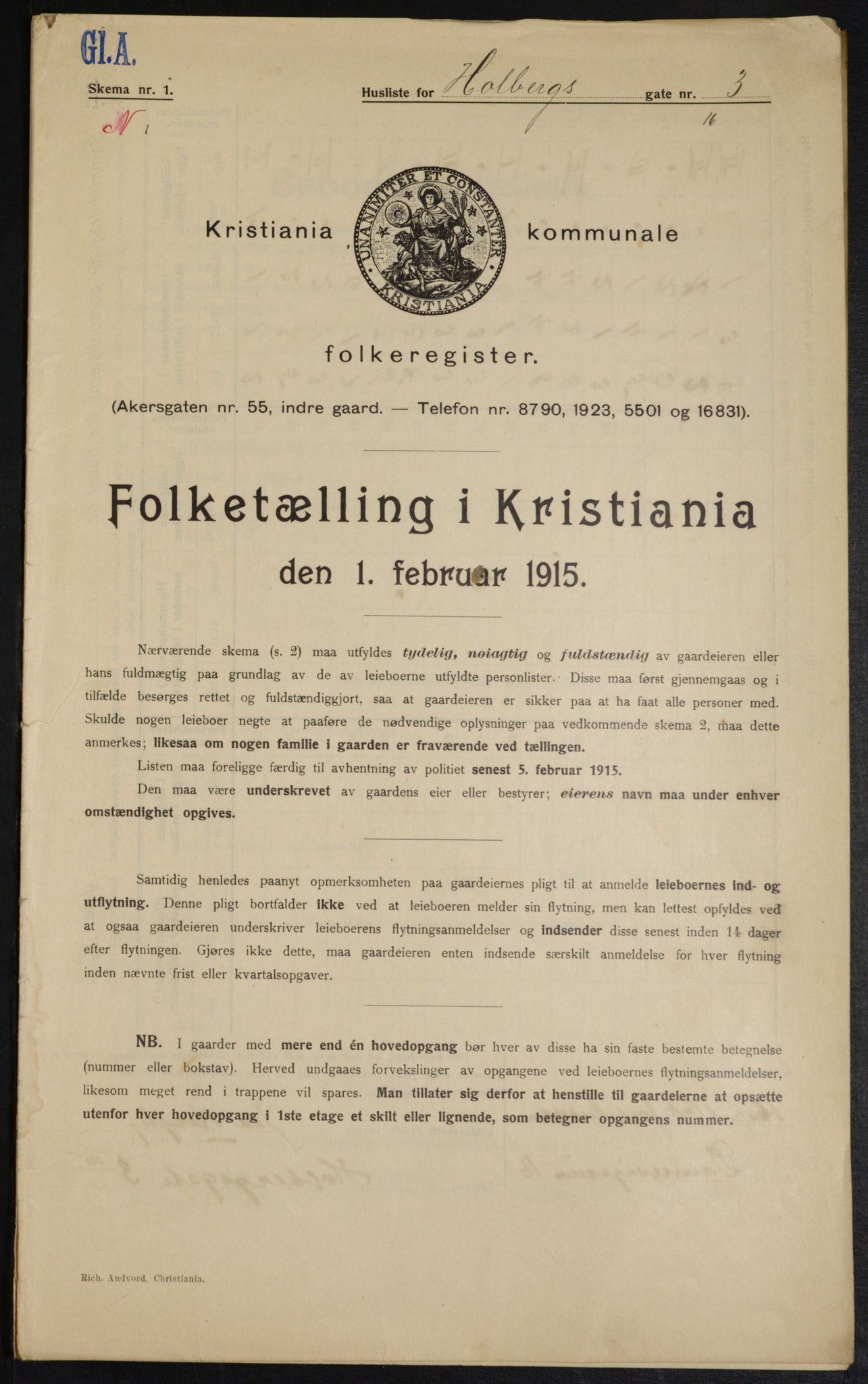 OBA, Municipal Census 1915 for Kristiania, 1915, p. 39853