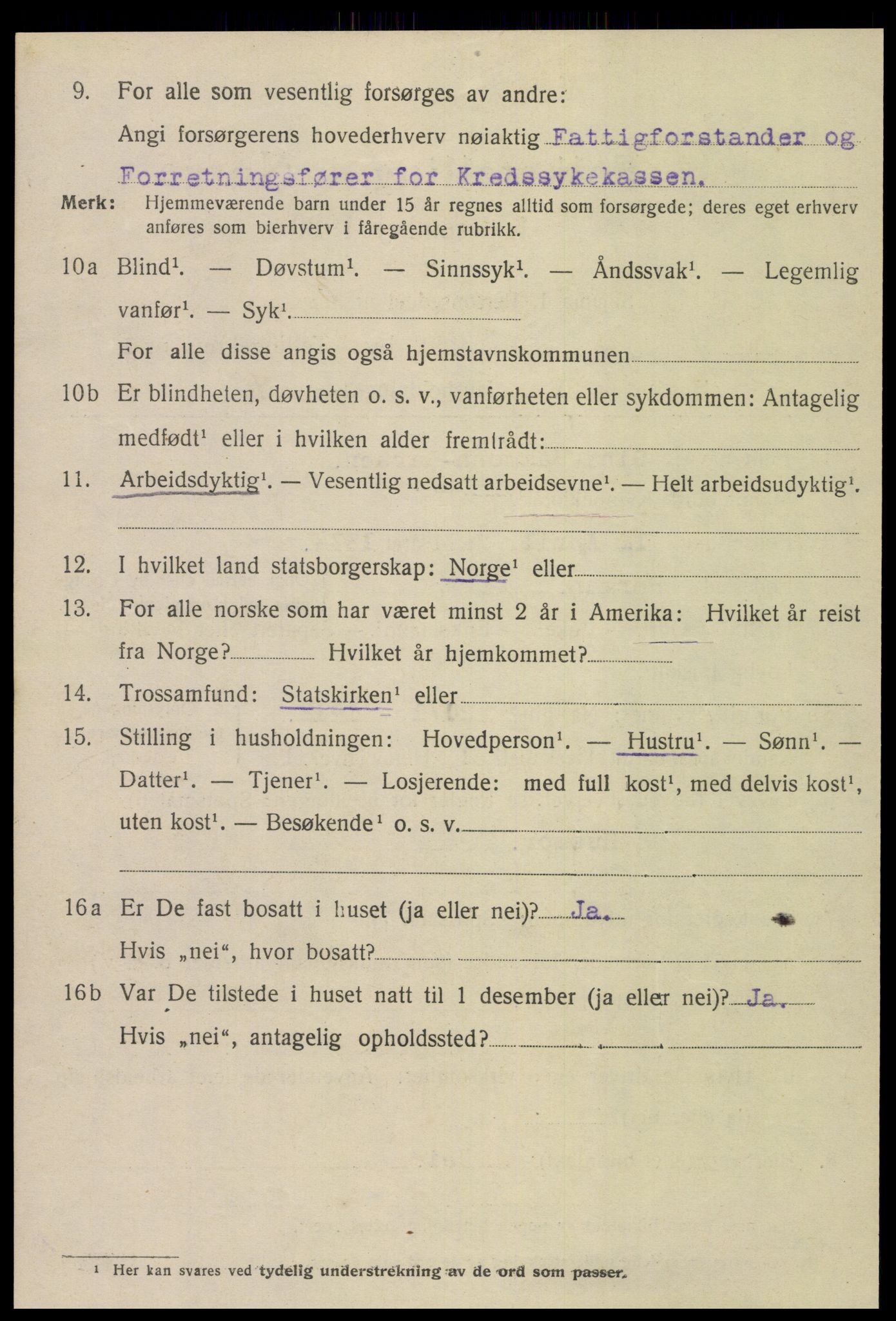 SAT, 1920 census for Namsos, 1920, p. 2038