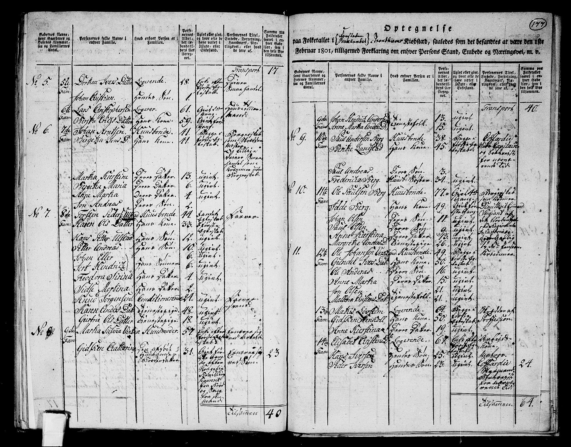 RA, 1801 census for 1601 Trondheim, 1801, p. 176b-177a