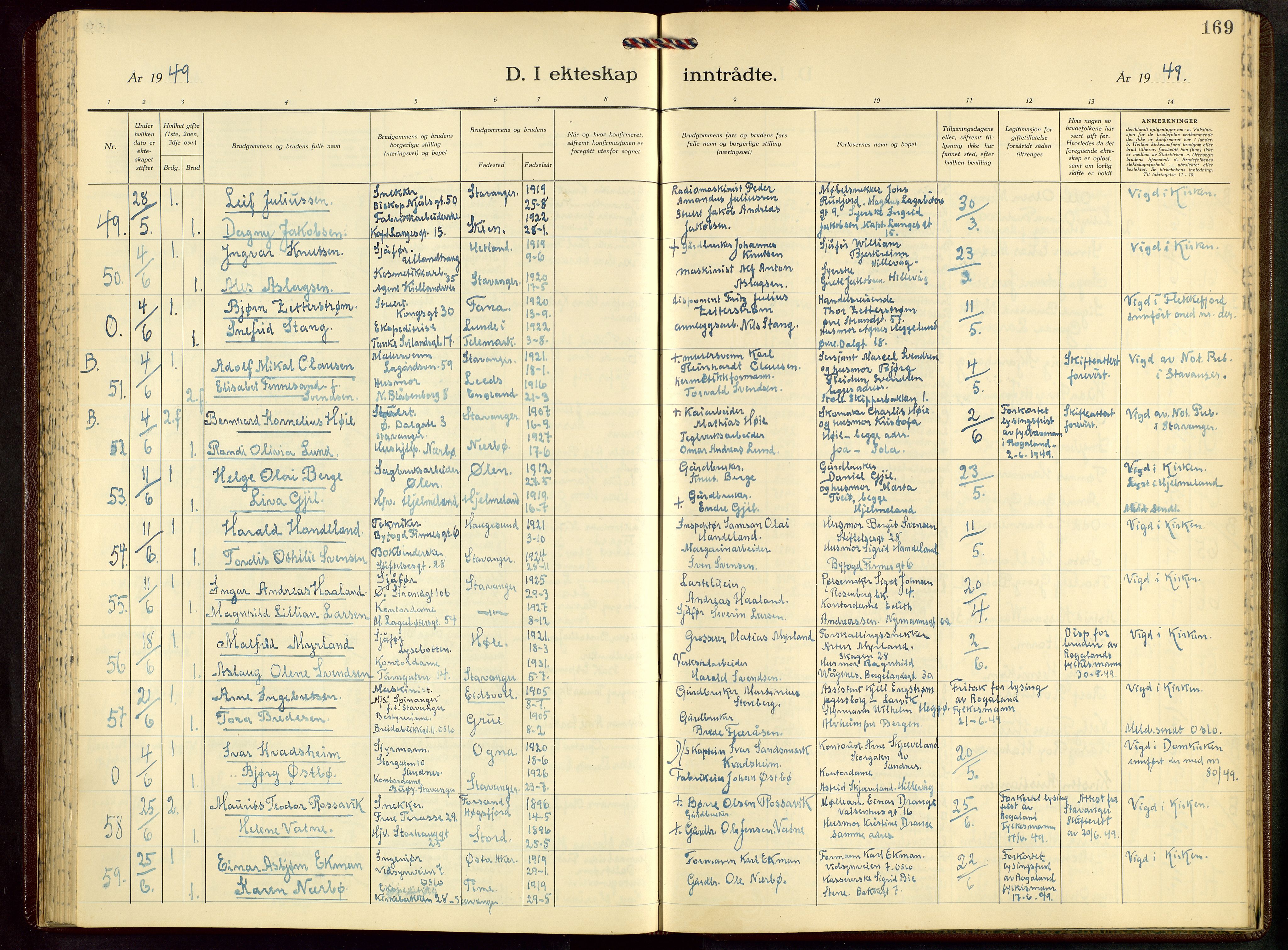 St. Petri sokneprestkontor, AV/SAST-A-101813/001/30/30BB/L0012: Parish register (copy) no. B 12, 1936-1951, p. 169