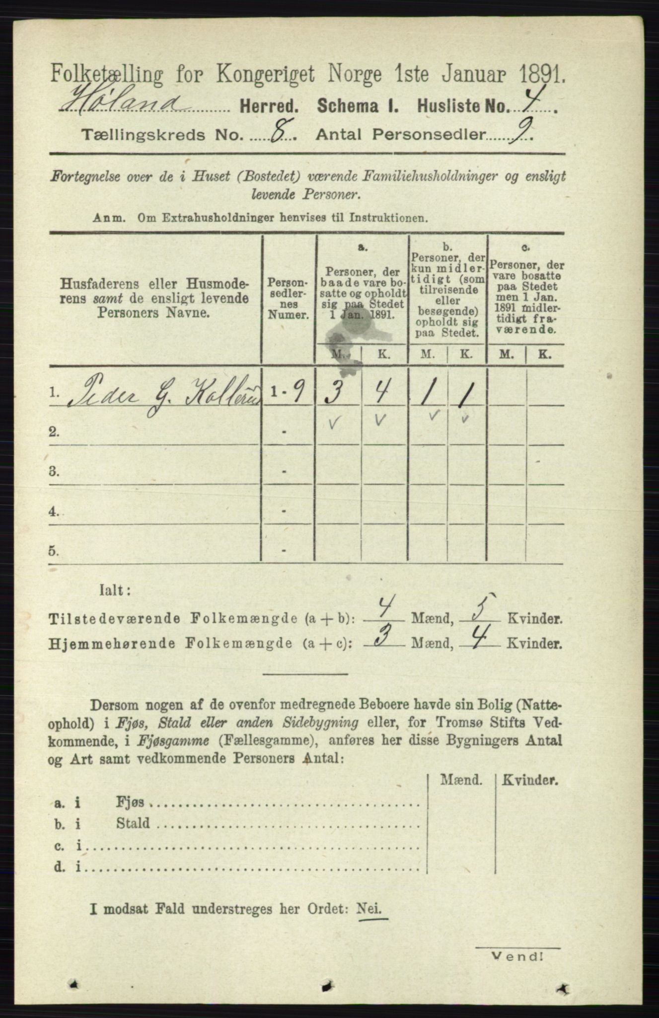 RA, 1891 census for 0221 Høland, 1891, p. 5454