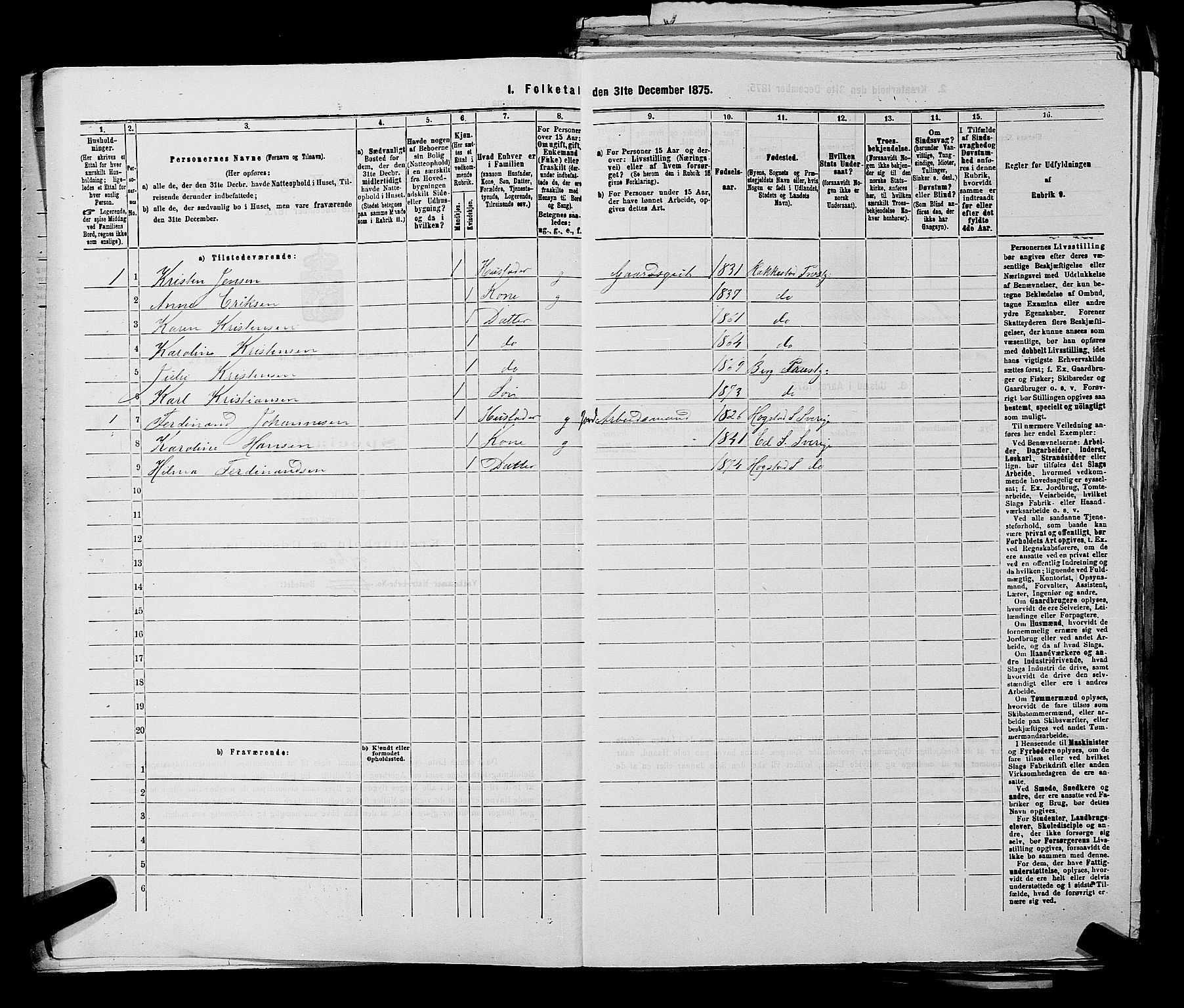 RA, 1875 census for 0116P Berg, 1875, p. 464