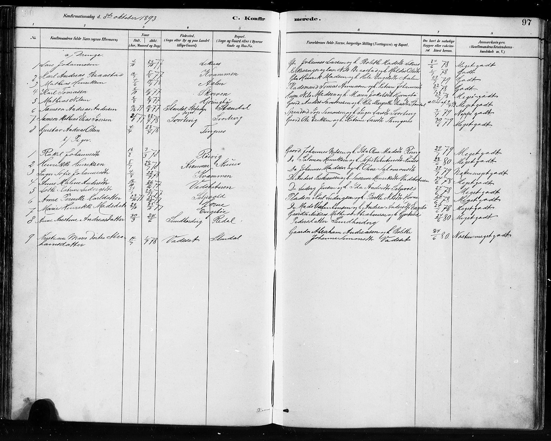 Førde sokneprestembete, SAB/A-79901/H/Hab/Habe/L0001: Parish register (copy) no. E 1, 1881-1920, p. 97