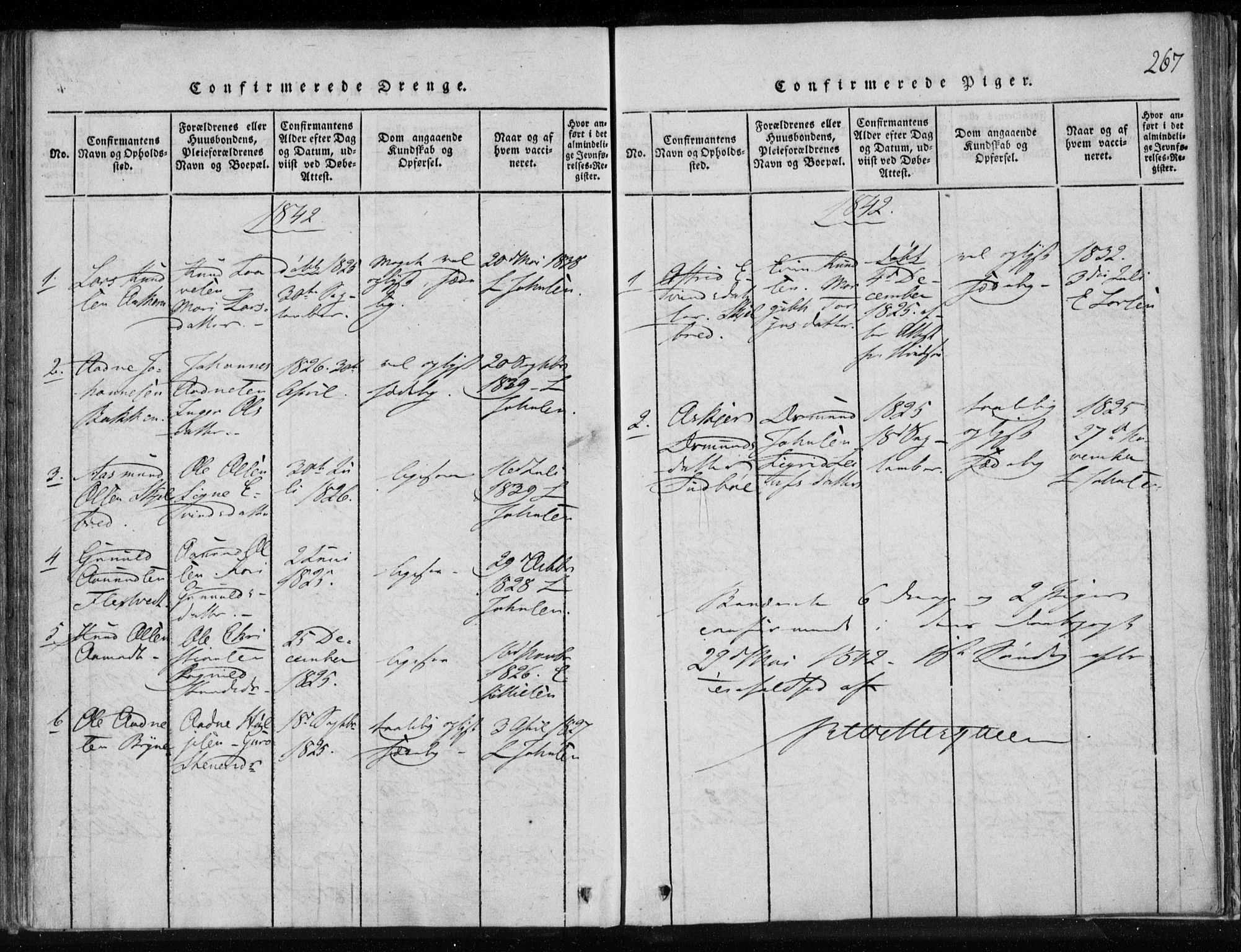 Lårdal kirkebøker, SAKO/A-284/F/Fa/L0005: Parish register (official) no. I 5, 1815-1860, p. 267