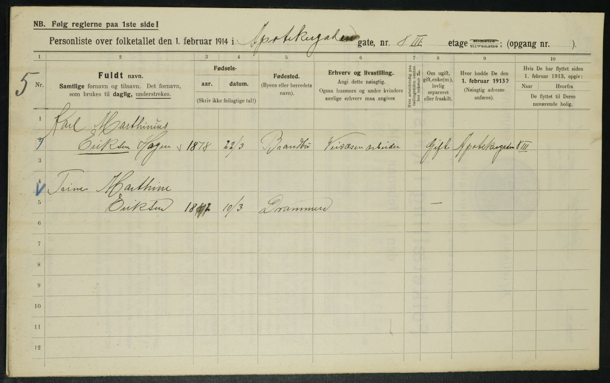 OBA, Municipal Census 1914 for Kristiania, 1914, p. 1466