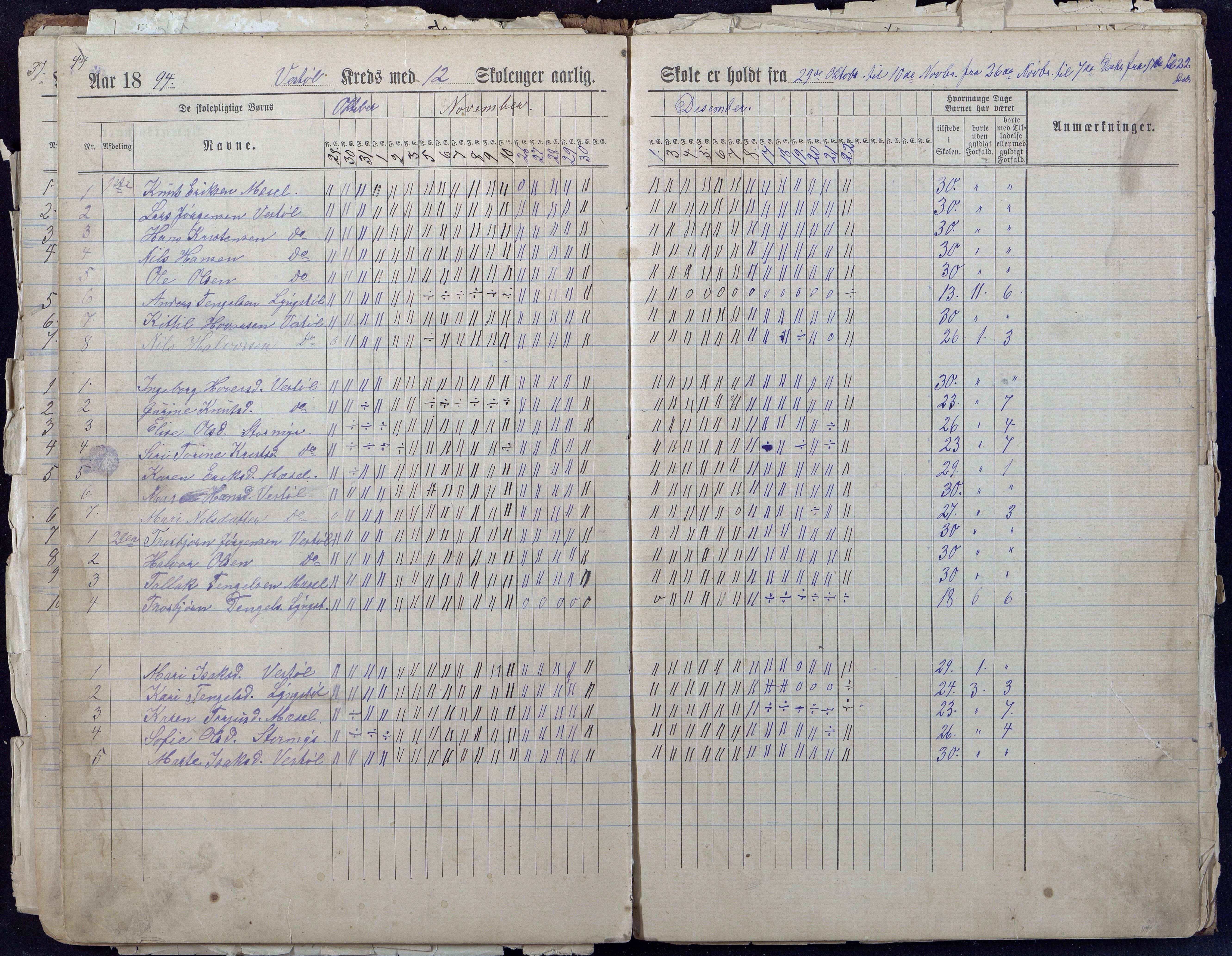 Gjerstad Kommune, Løite Skole, AAKS/KA0911-550c/F01/L0001: Dagbok Løite-Vestøl-Lunden skole, 1891-1901, p. 46