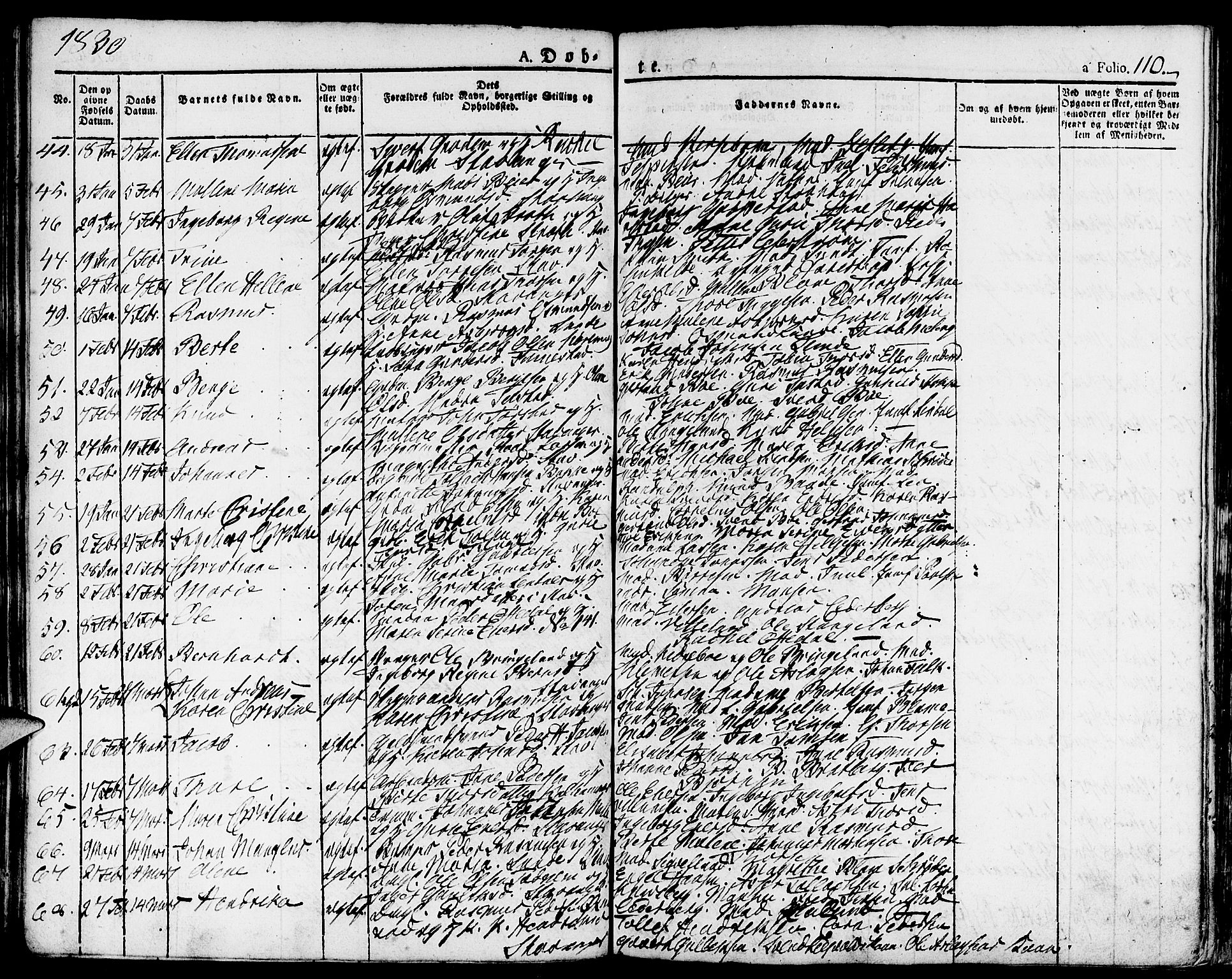 Domkirken sokneprestkontor, AV/SAST-A-101812/001/30/30BA/L0009: Parish register (official) no. A 9, 1821-1832, p. 110