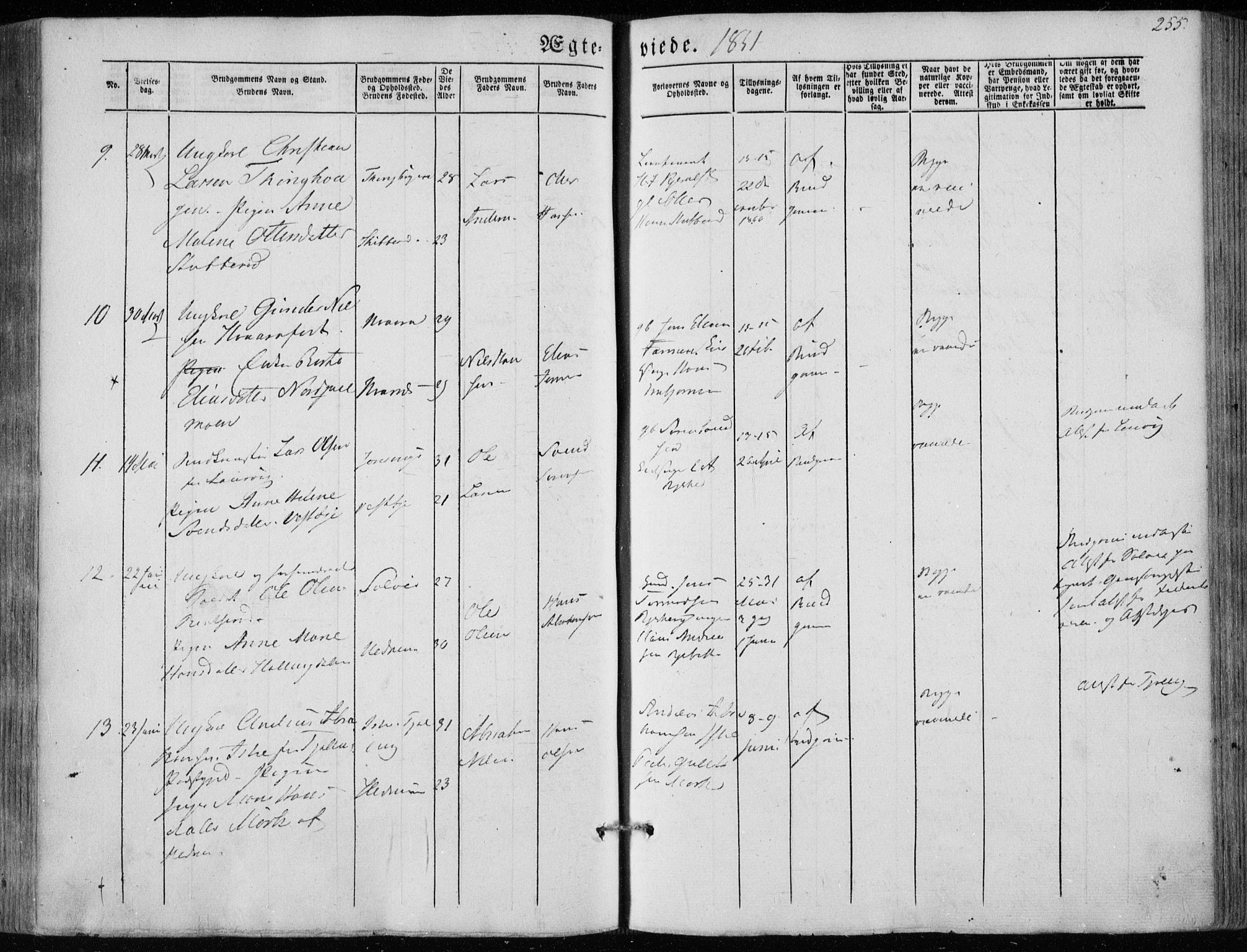 Hedrum kirkebøker, AV/SAKO-A-344/F/Fa/L0006: Parish register (official) no. I 6, 1849-1857, p. 255