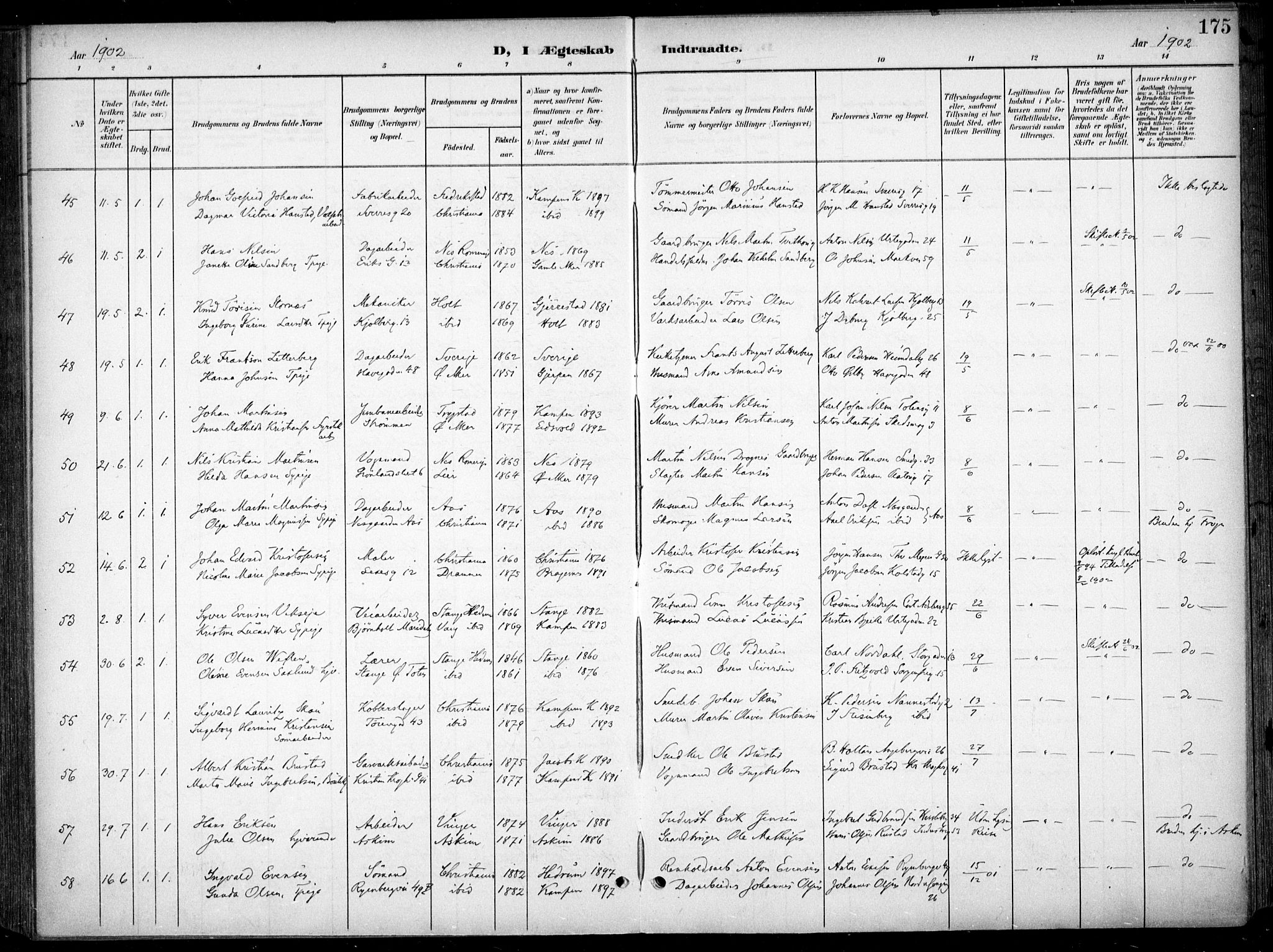 Kampen prestekontor Kirkebøker, SAO/A-10853/F/Fa/L0009: Parish register (official) no. I 9, 1899-1911, p. 175