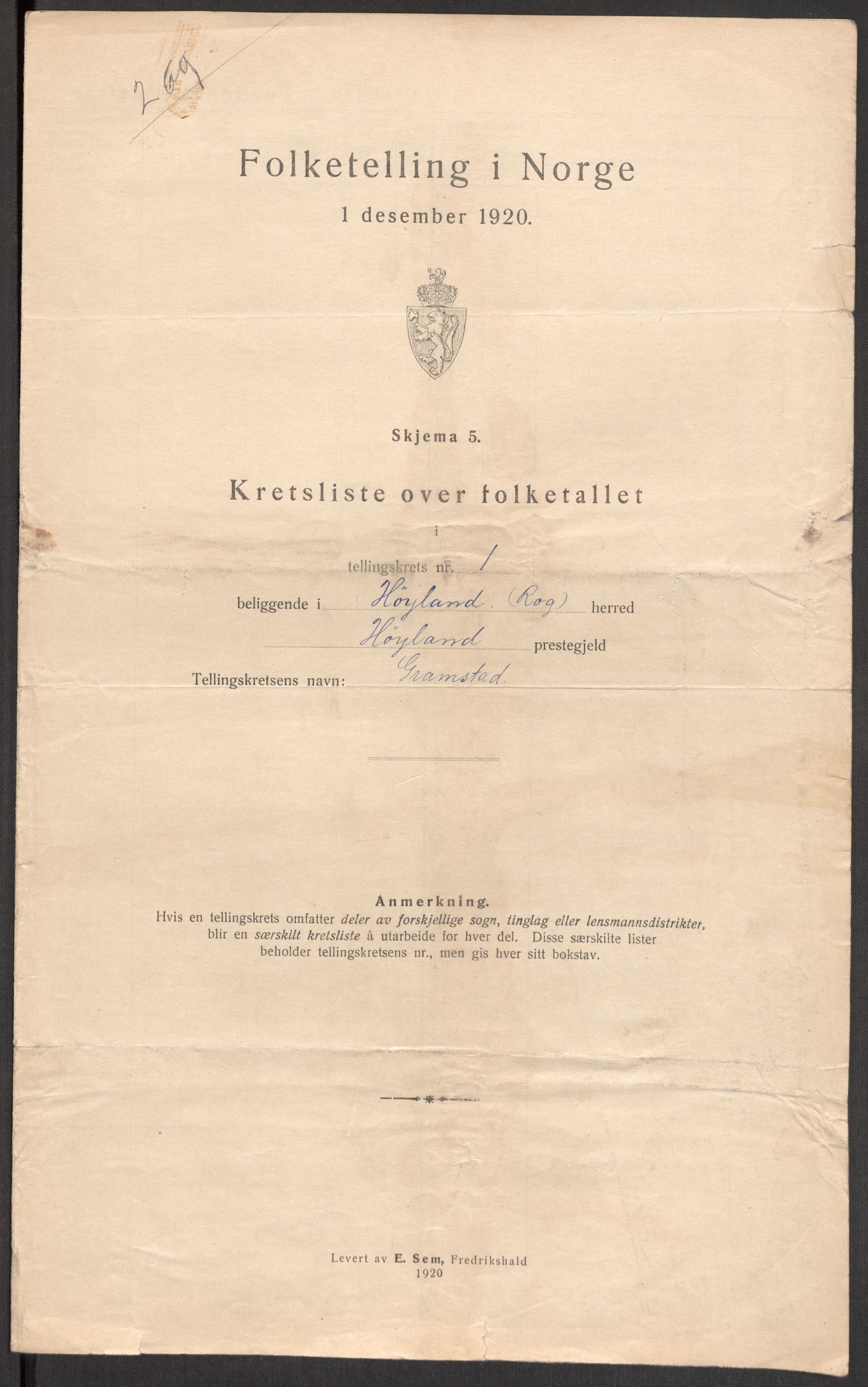 SAST, 1920 census for Høyland, 1920, p. 9