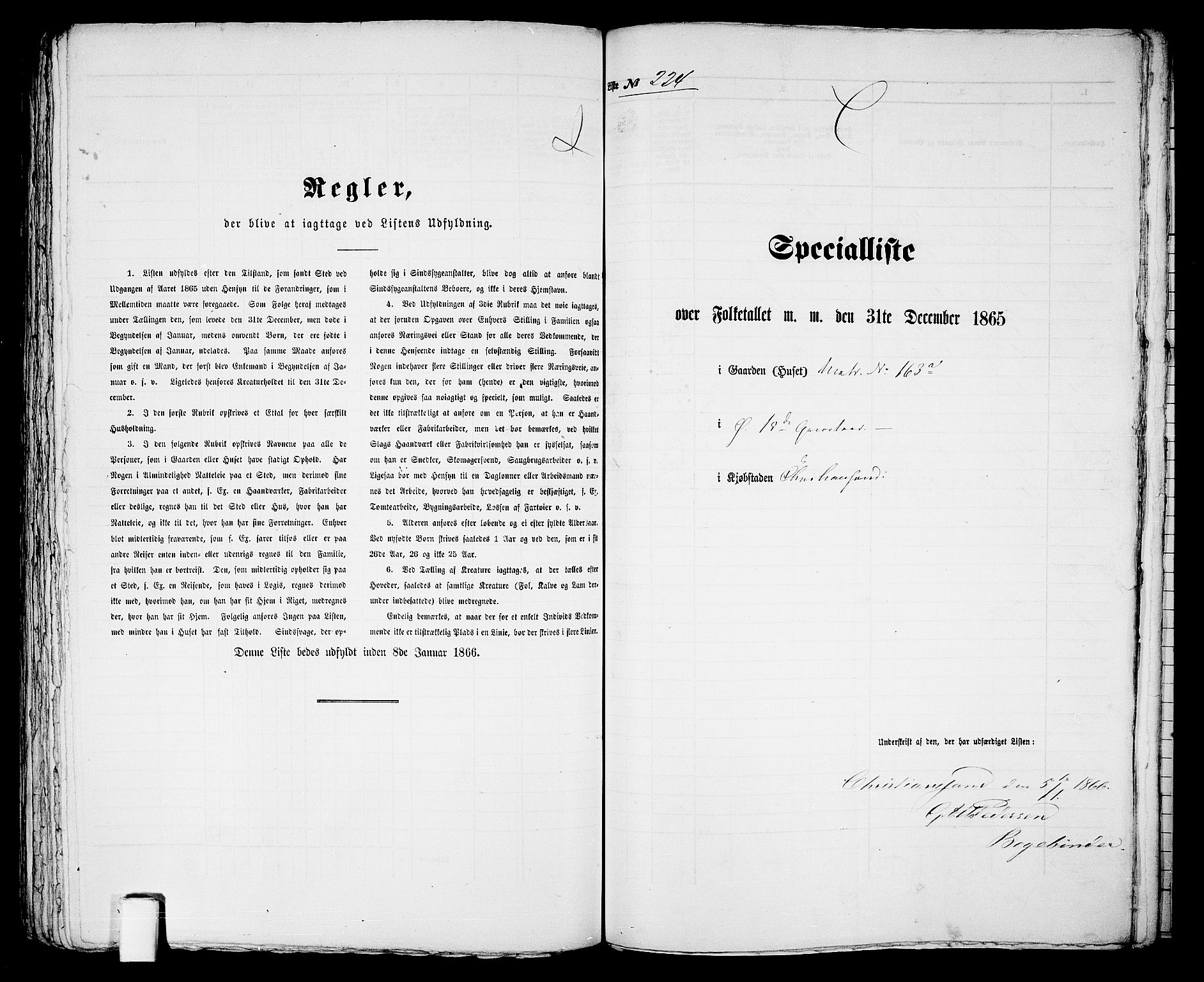 RA, 1865 census for Kristiansand, 1865, p. 463