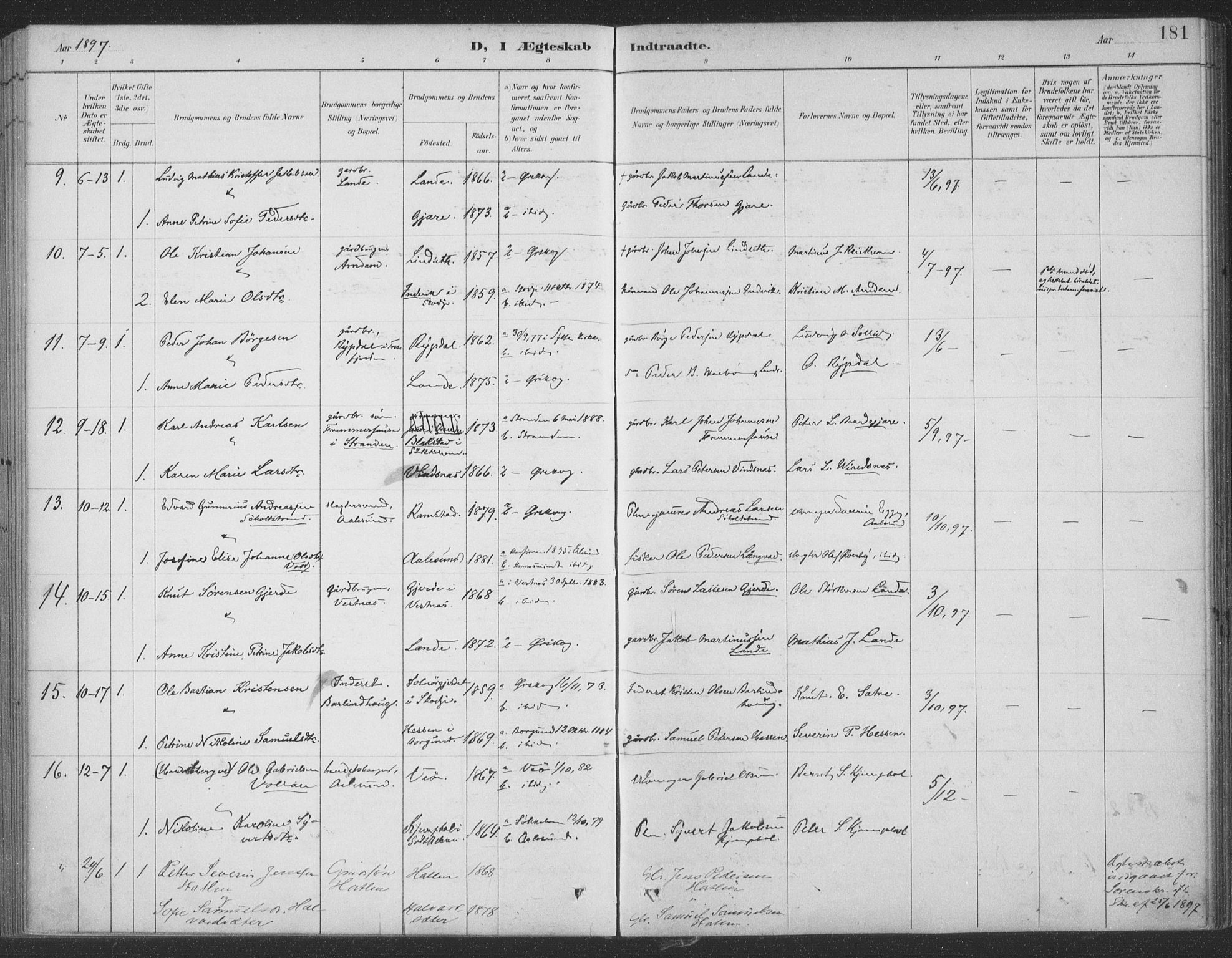 Ministerialprotokoller, klokkerbøker og fødselsregistre - Møre og Romsdal, AV/SAT-A-1454/522/L0316: Parish register (official) no. 522A11, 1890-1911, p. 181