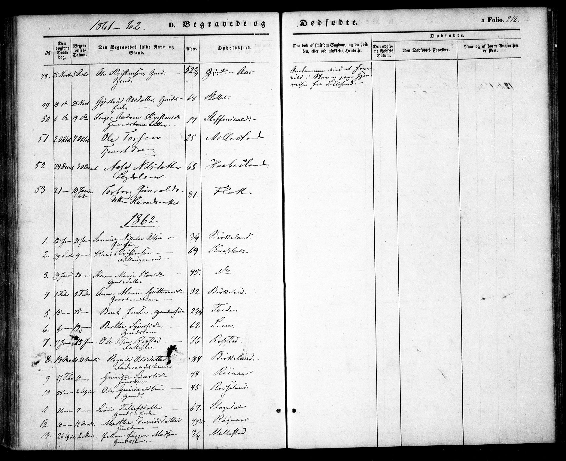 Birkenes sokneprestkontor, AV/SAK-1111-0004/F/Fa/L0003: Parish register (official) no. A 3, 1850-1866, p. 212