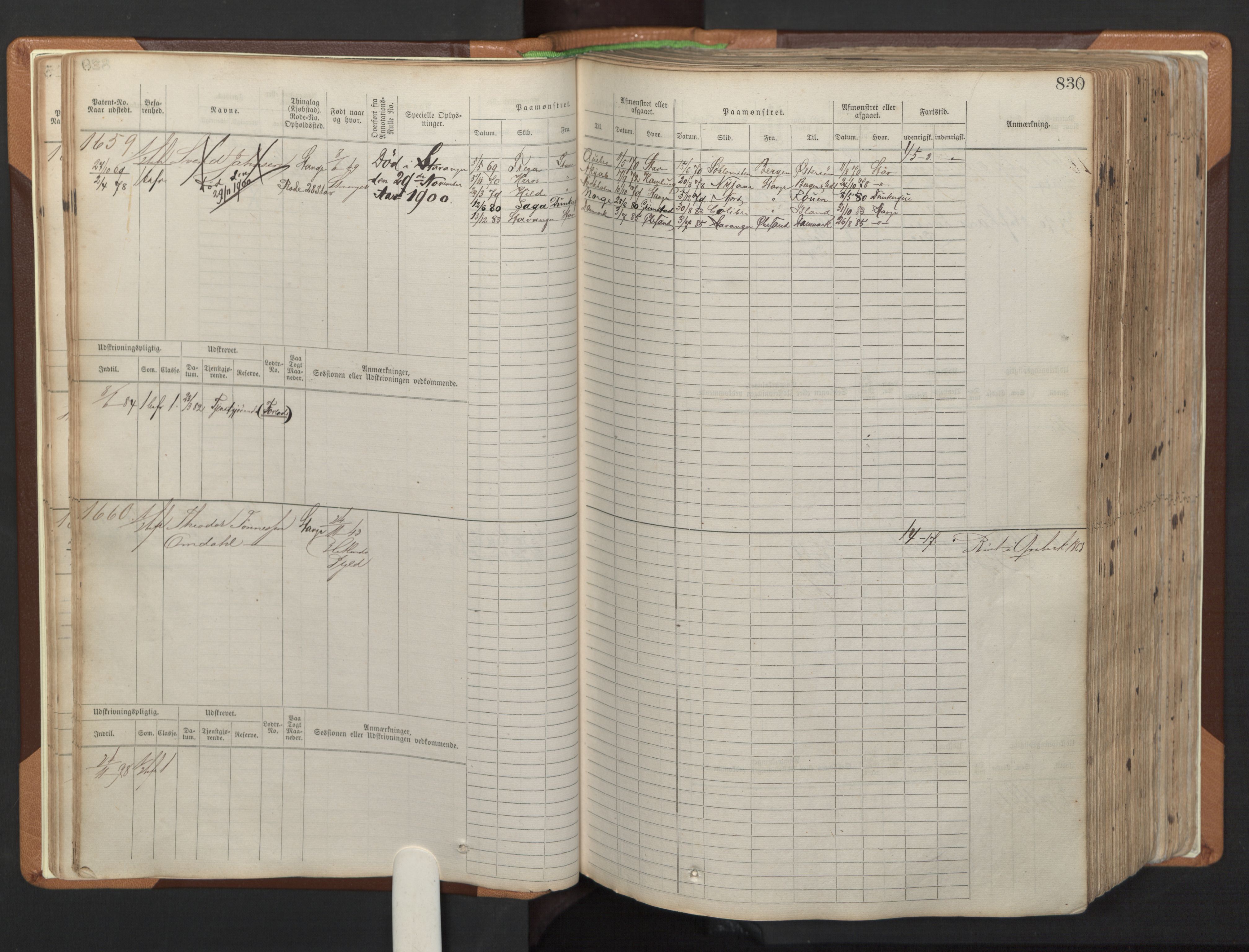 Stavanger sjømannskontor, AV/SAST-A-102006/F/Fb/Fbb/L0006: Sjøfartshovedrulle, patentnr. 1607-2402 (del 3), 1869-1880, p. 29