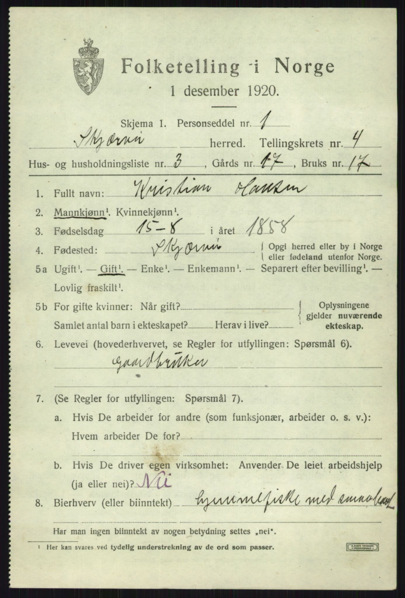 SATØ, 1920 census for Skjervøy, 1920, p. 2449