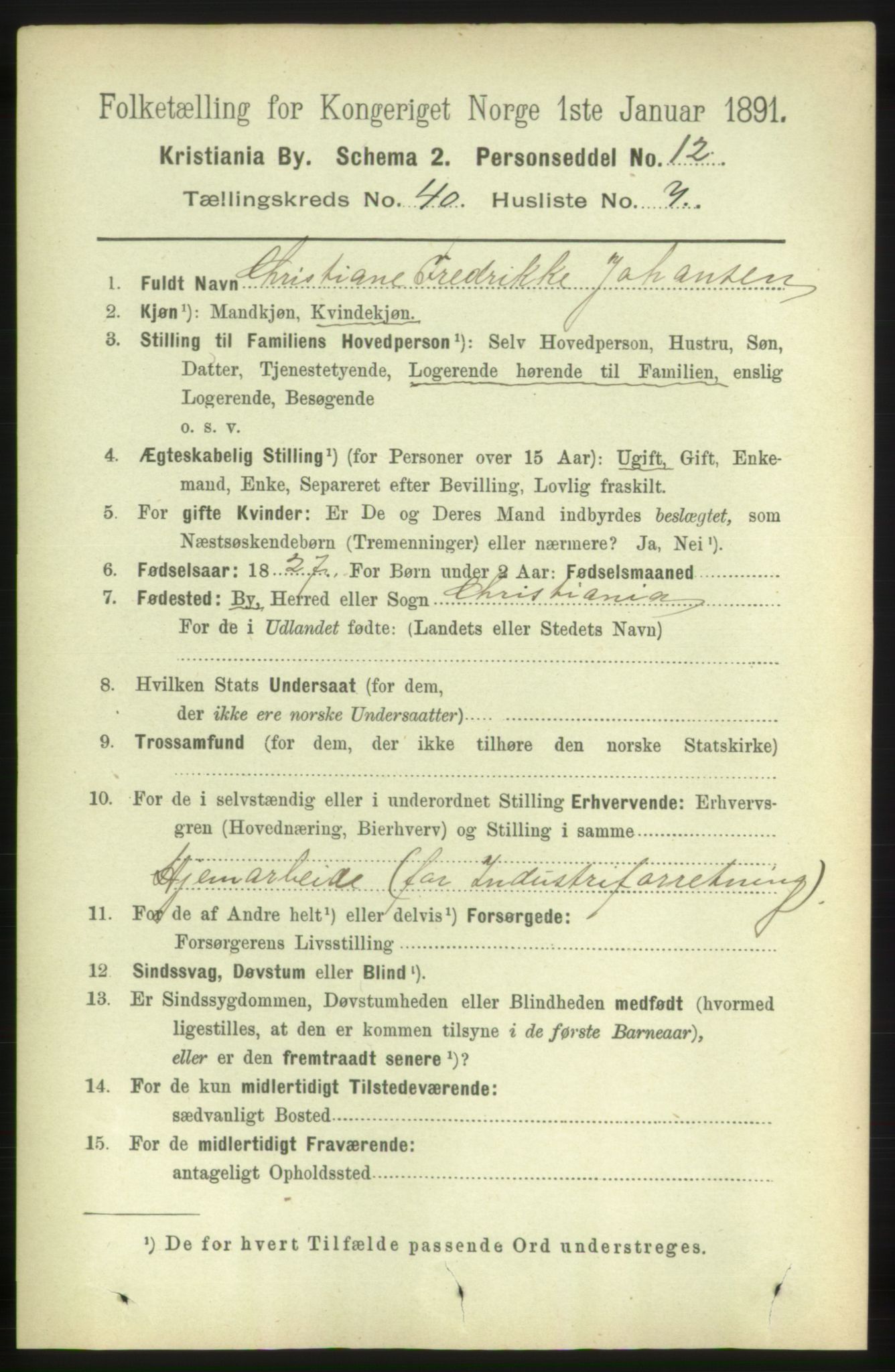 RA, 1891 census for 0301 Kristiania, 1891, p. 22915