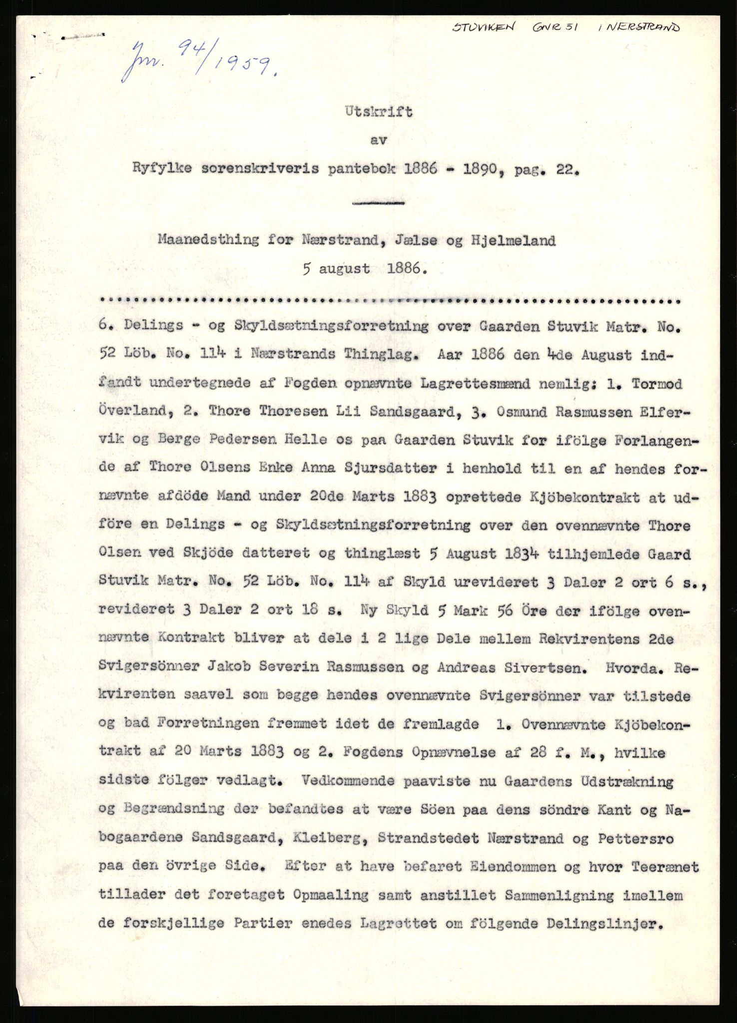 Statsarkivet i Stavanger, SAST/A-101971/03/Y/Yj/L0081: Avskrifter sortert etter gårdsnavn: Stokke søndre - Stølen, 1750-1930, p. 554