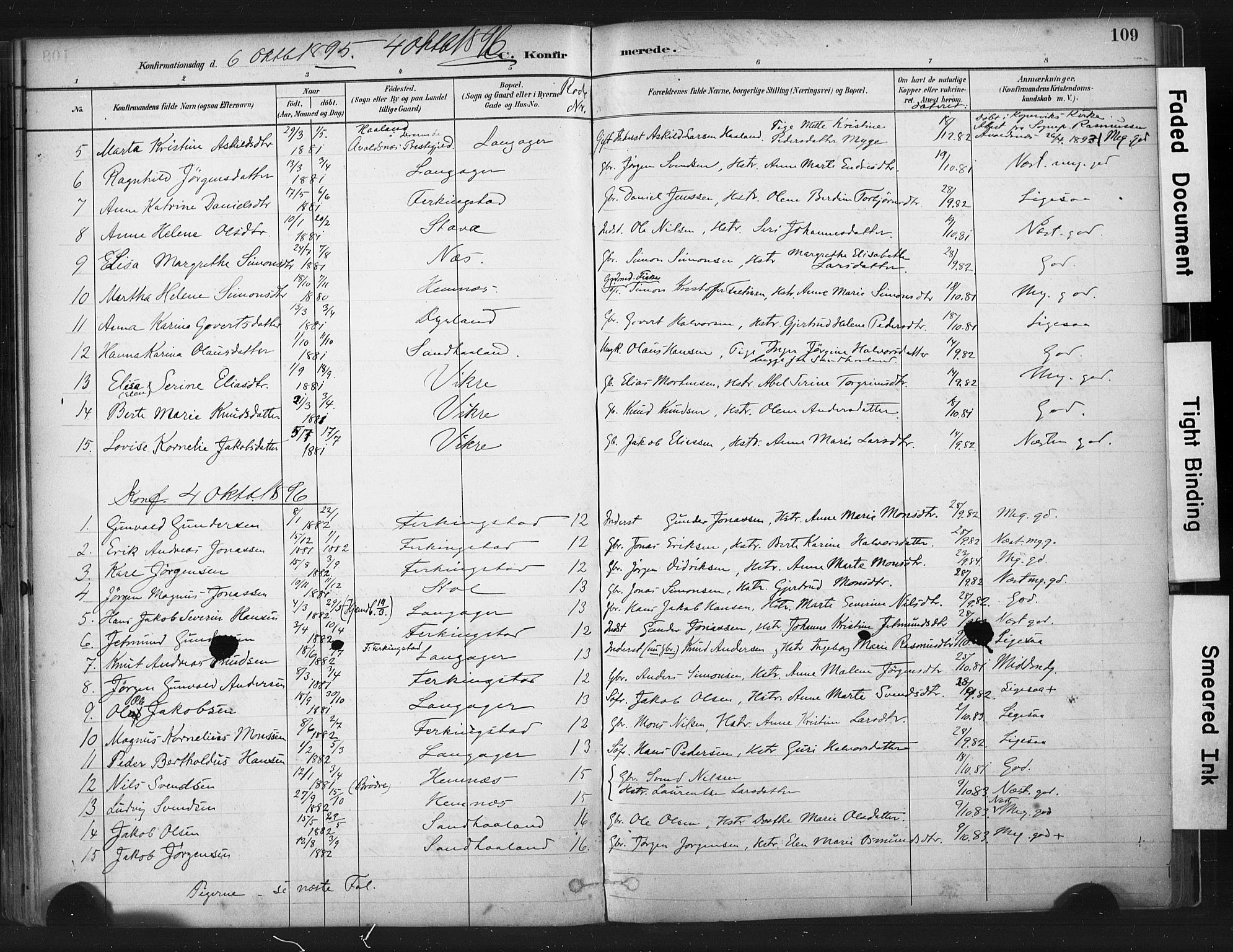 Skudenes sokneprestkontor, SAST/A -101849/H/Ha/Haa/L0010: Parish register (official) no. A 7, 1882-1912, p. 109