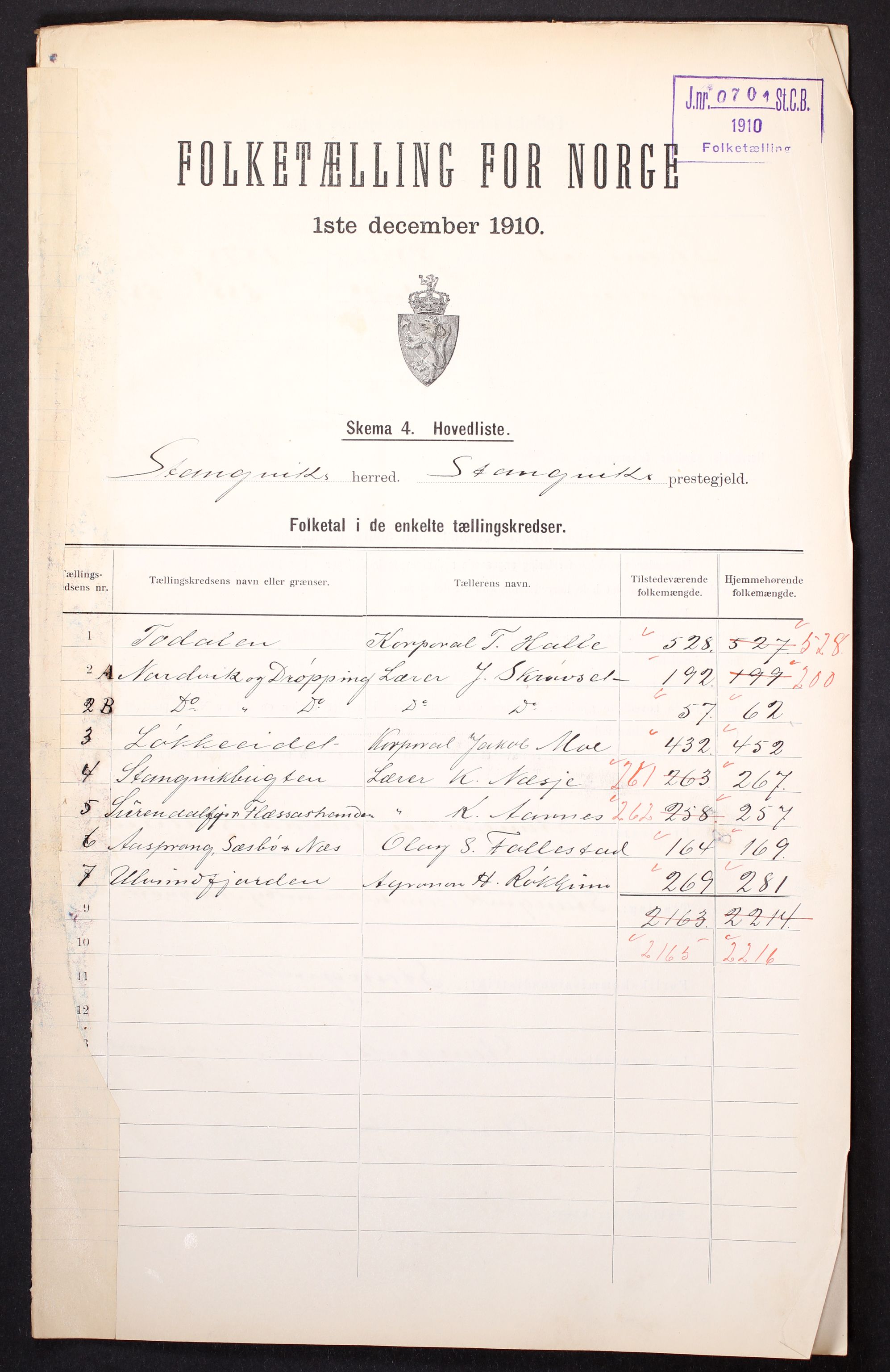 RA, 1910 census for Stangvik, 1910, p. 2
