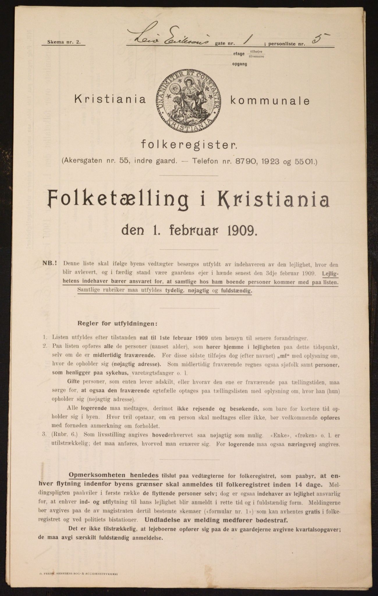 OBA, Municipal Census 1909 for Kristiania, 1909, p. 52408
