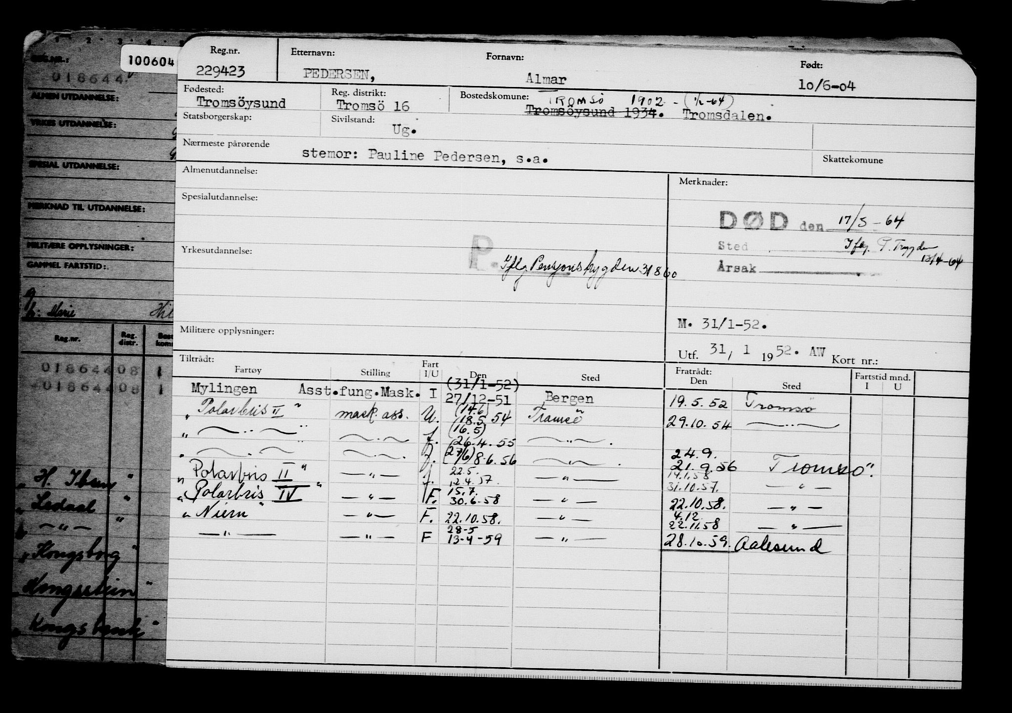 Direktoratet for sjømenn, AV/RA-S-3545/G/Gb/L0054: Hovedkort, 1904, p. 95