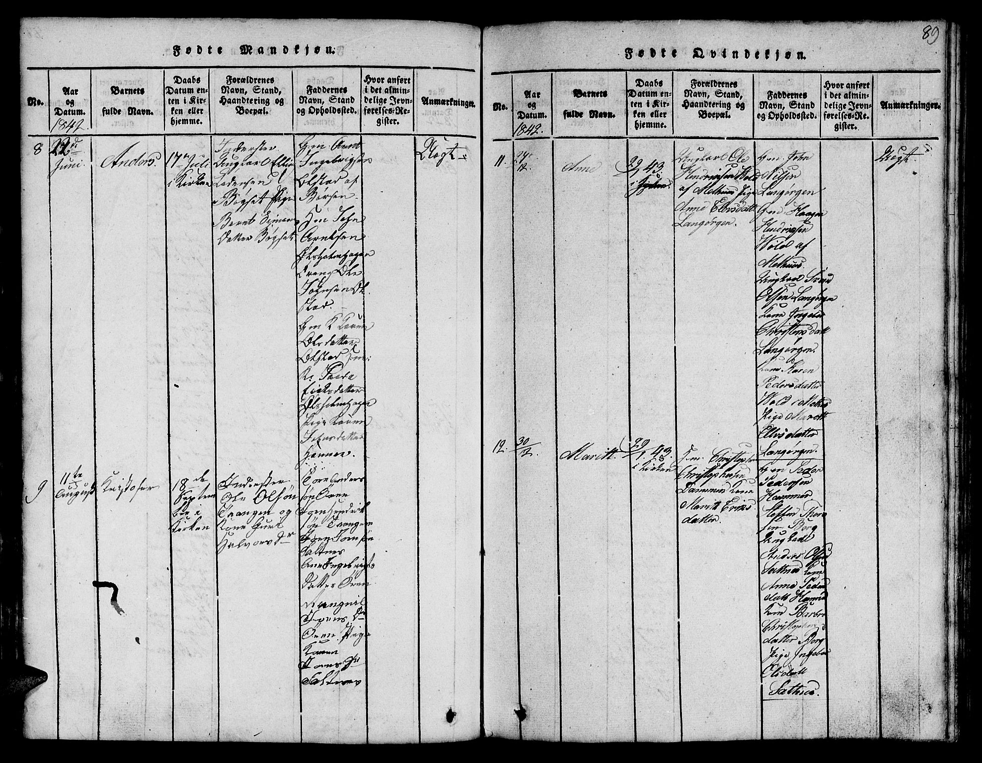 Ministerialprotokoller, klokkerbøker og fødselsregistre - Sør-Trøndelag, SAT/A-1456/666/L0788: Parish register (copy) no. 666C01, 1816-1847, p. 89