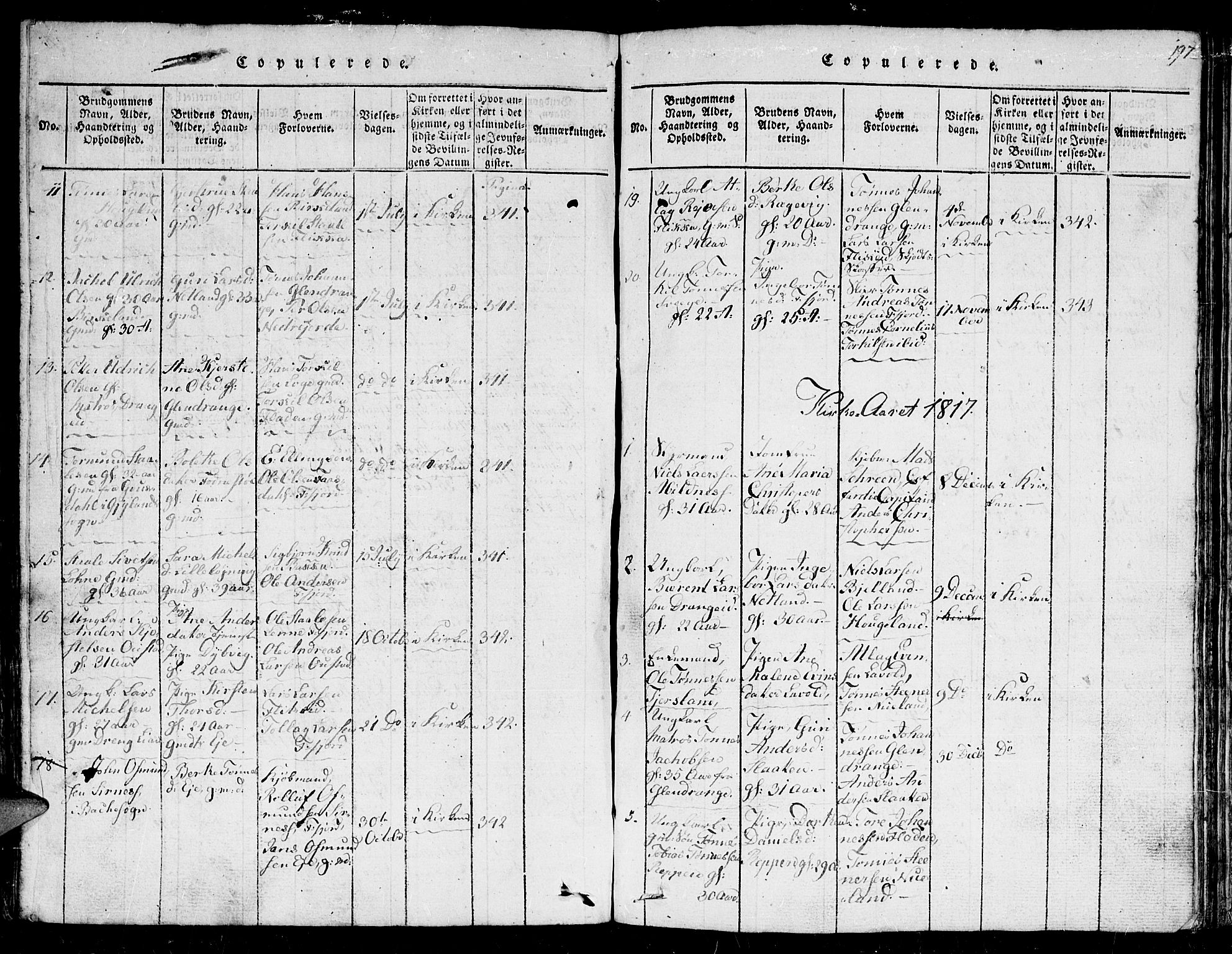 Flekkefjord sokneprestkontor, SAK/1111-0012/F/Fb/Fbc/L0003: Parish register (copy) no. B 3, 1815-1826, p. 197
