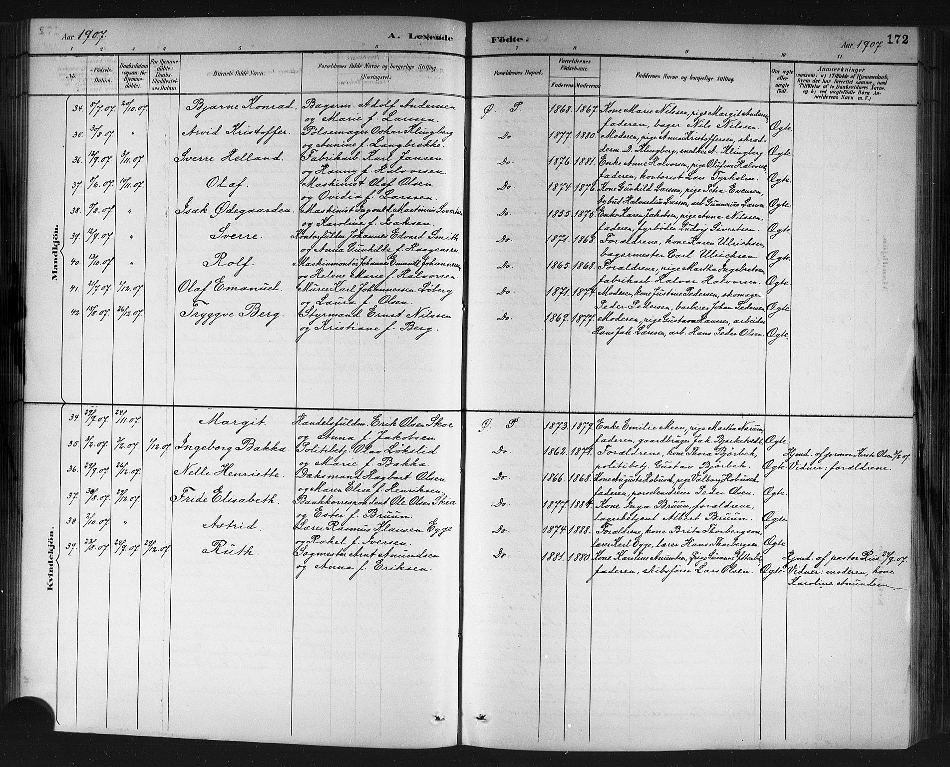 Porsgrunn kirkebøker , SAKO/A-104/G/Gb/L0005: Parish register (copy) no. II 5, 1883-1915, p. 172