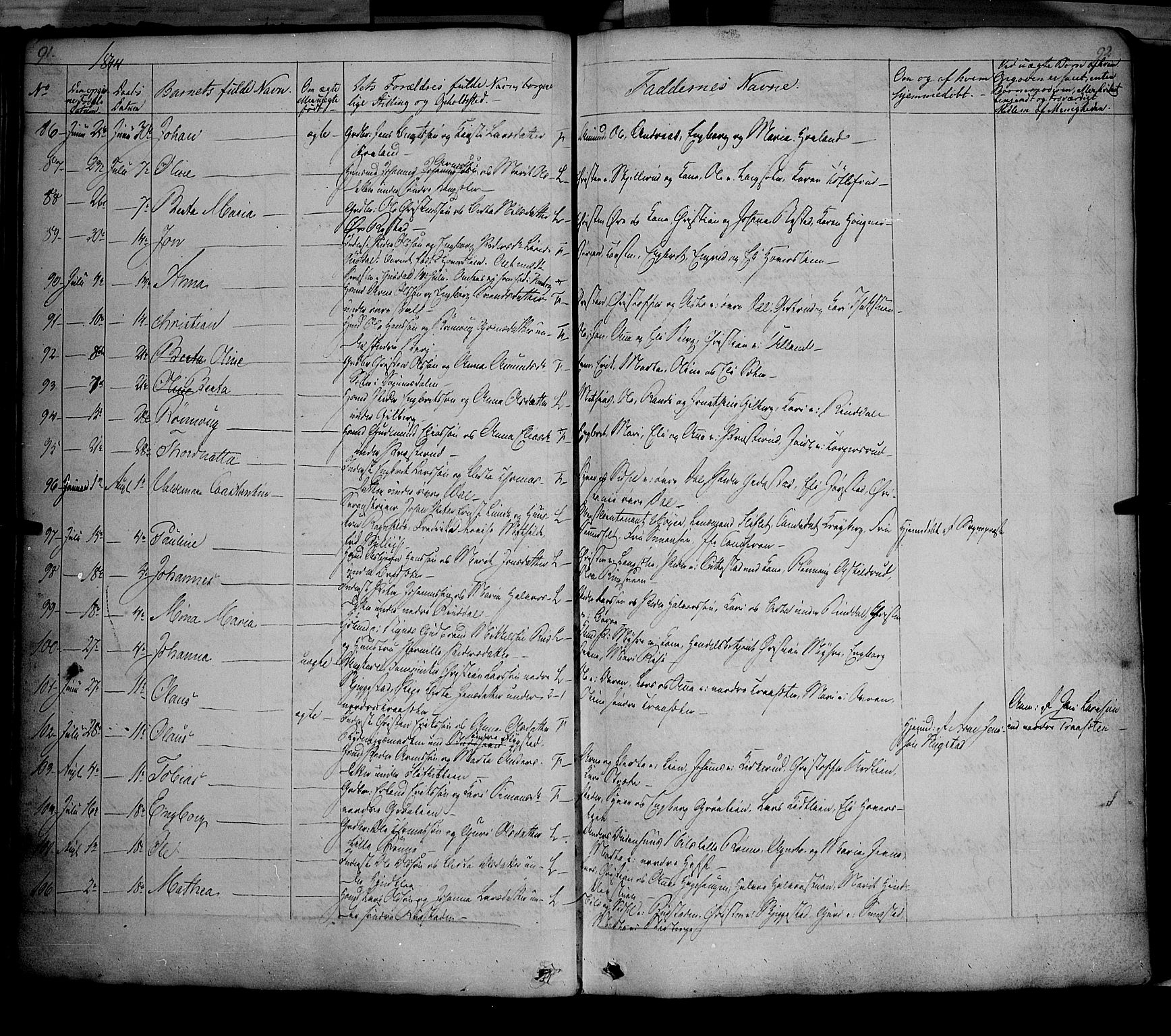 Fåberg prestekontor, AV/SAH-PREST-086/H/Ha/Haa/L0005: Parish register (official) no. 5, 1836-1854, p. 91-92