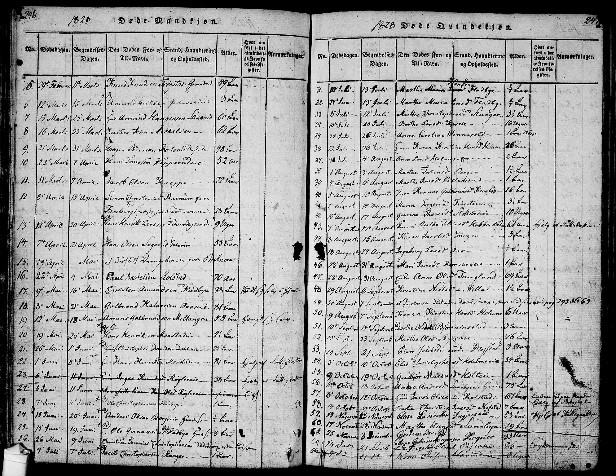 Ullensaker prestekontor Kirkebøker, AV/SAO-A-10236a/F/Fa/L0013: Parish register (official) no. I 13, 1815-1835, p. 246-247