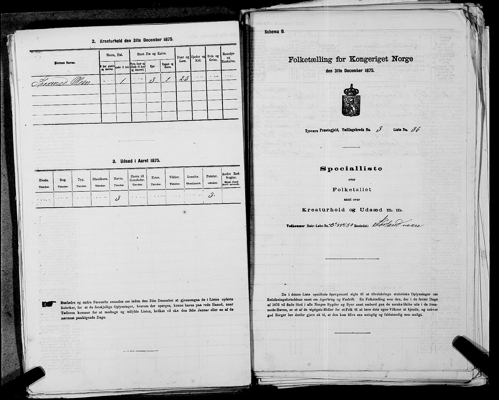 SAST, 1875 census for 1146P Tysvær, 1875, p. 338