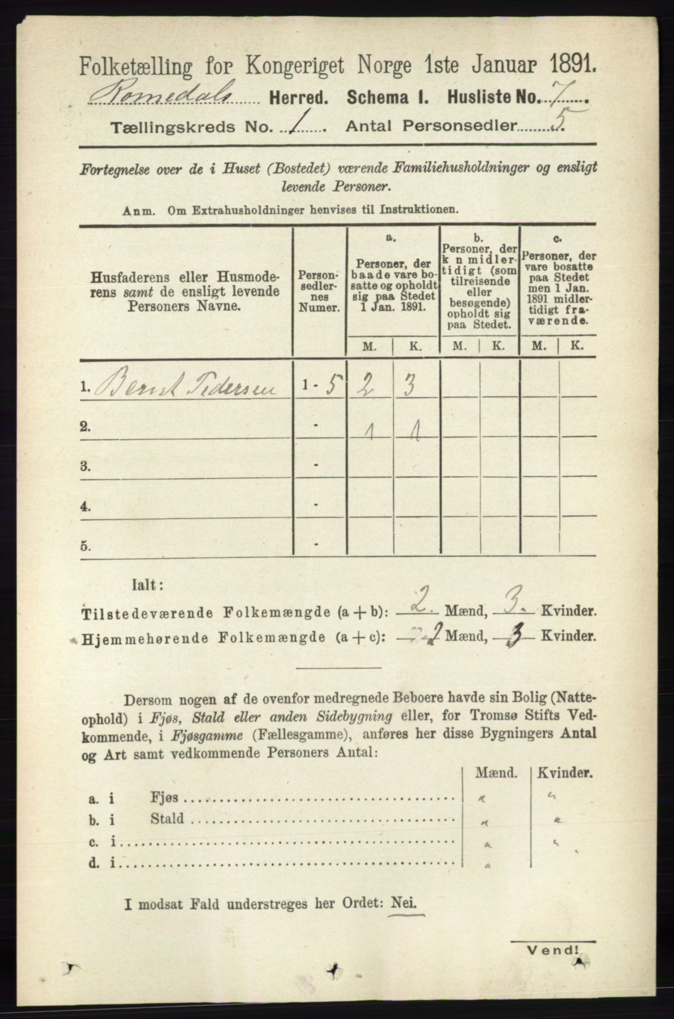 RA, 1891 census for 0416 Romedal, 1891, p. 37