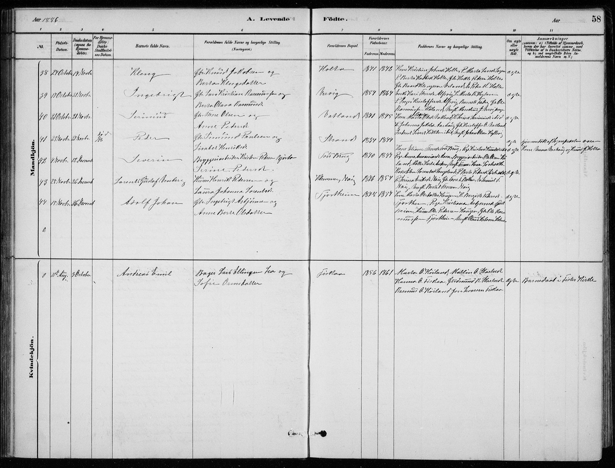 Strand sokneprestkontor, AV/SAST-A-101828/H/Ha/Hab/L0004: Parish register (copy) no. B 4, 1878-1903, p. 58