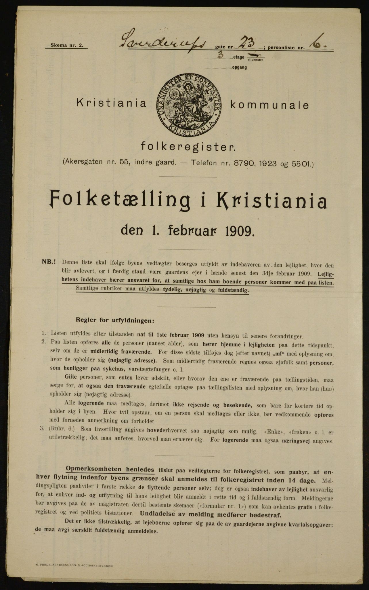 OBA, Municipal Census 1909 for Kristiania, 1909, p. 95668