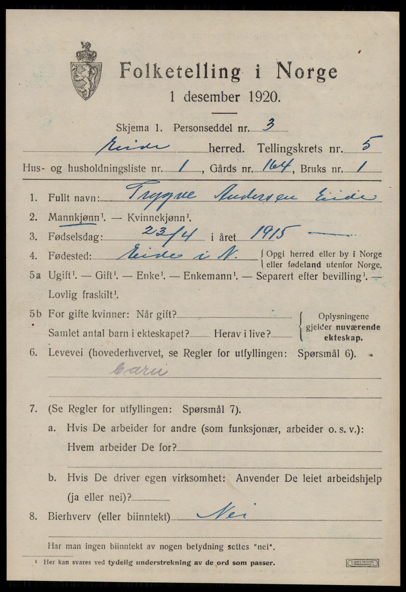 SAT, 1920 census for Eid (MR), 1920, p. 2232