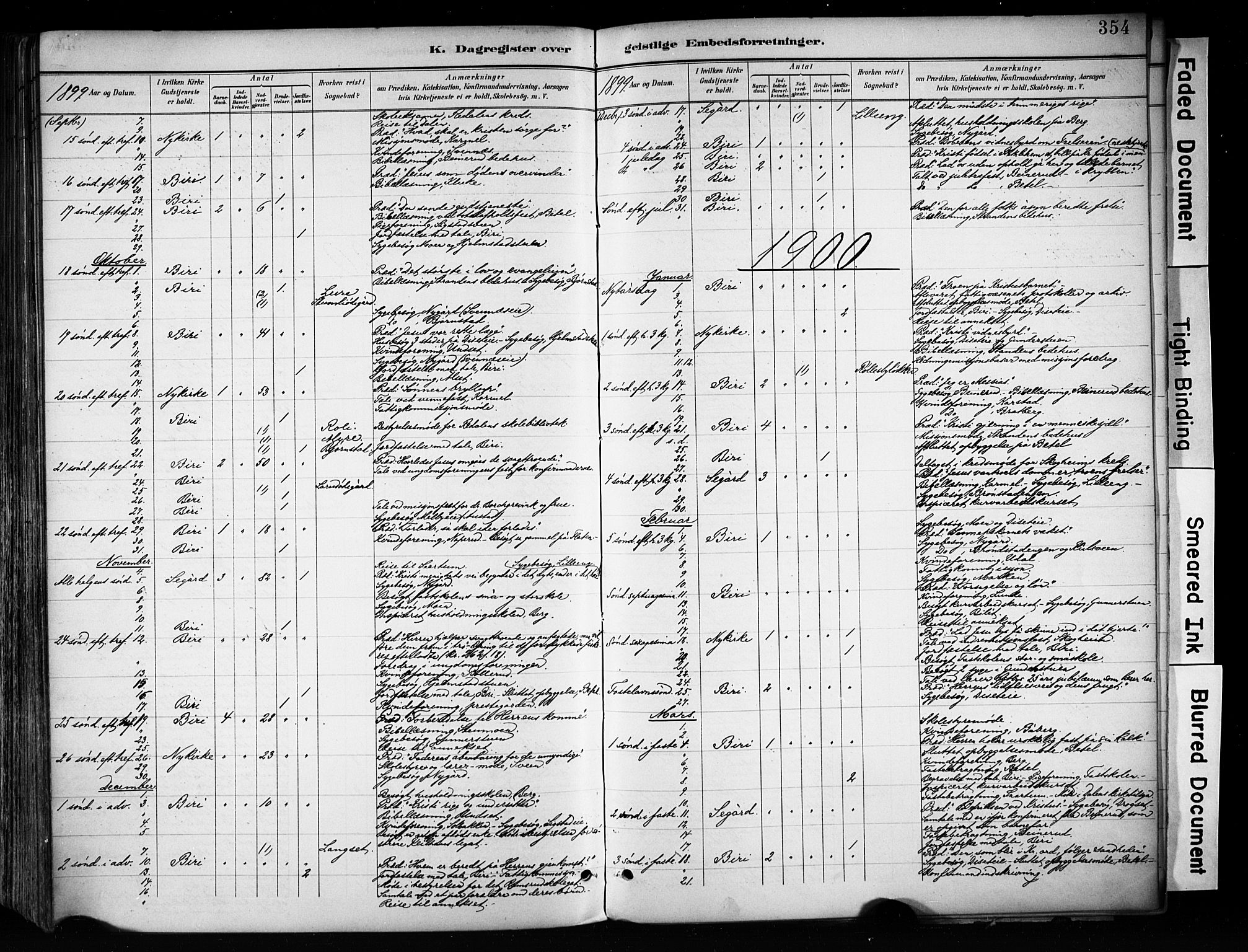 Biri prestekontor, SAH/PREST-096/H/Ha/Haa/L0009: Parish register (official) no. 9, 1887-1900, p. 354