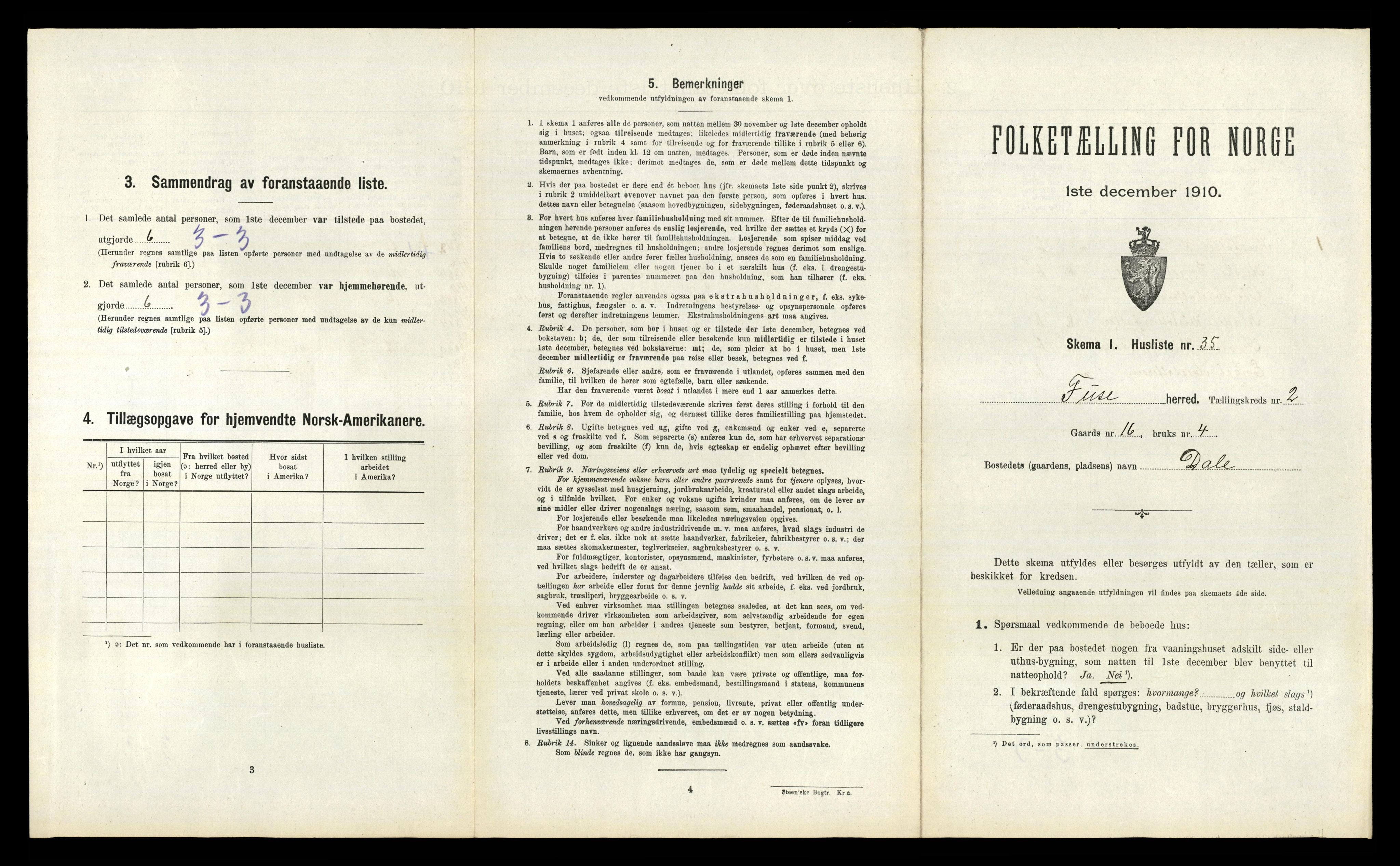 RA, 1910 census for Fusa, 1910, p. 174