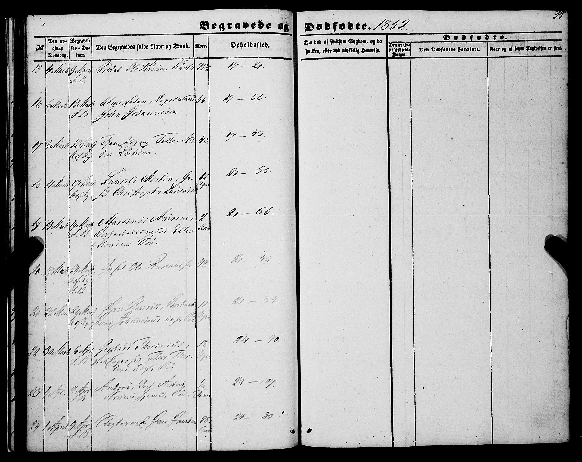 Korskirken sokneprestembete, AV/SAB-A-76101/H/Haa: Parish register (official) no. E 2, 1848-1862, p. 35