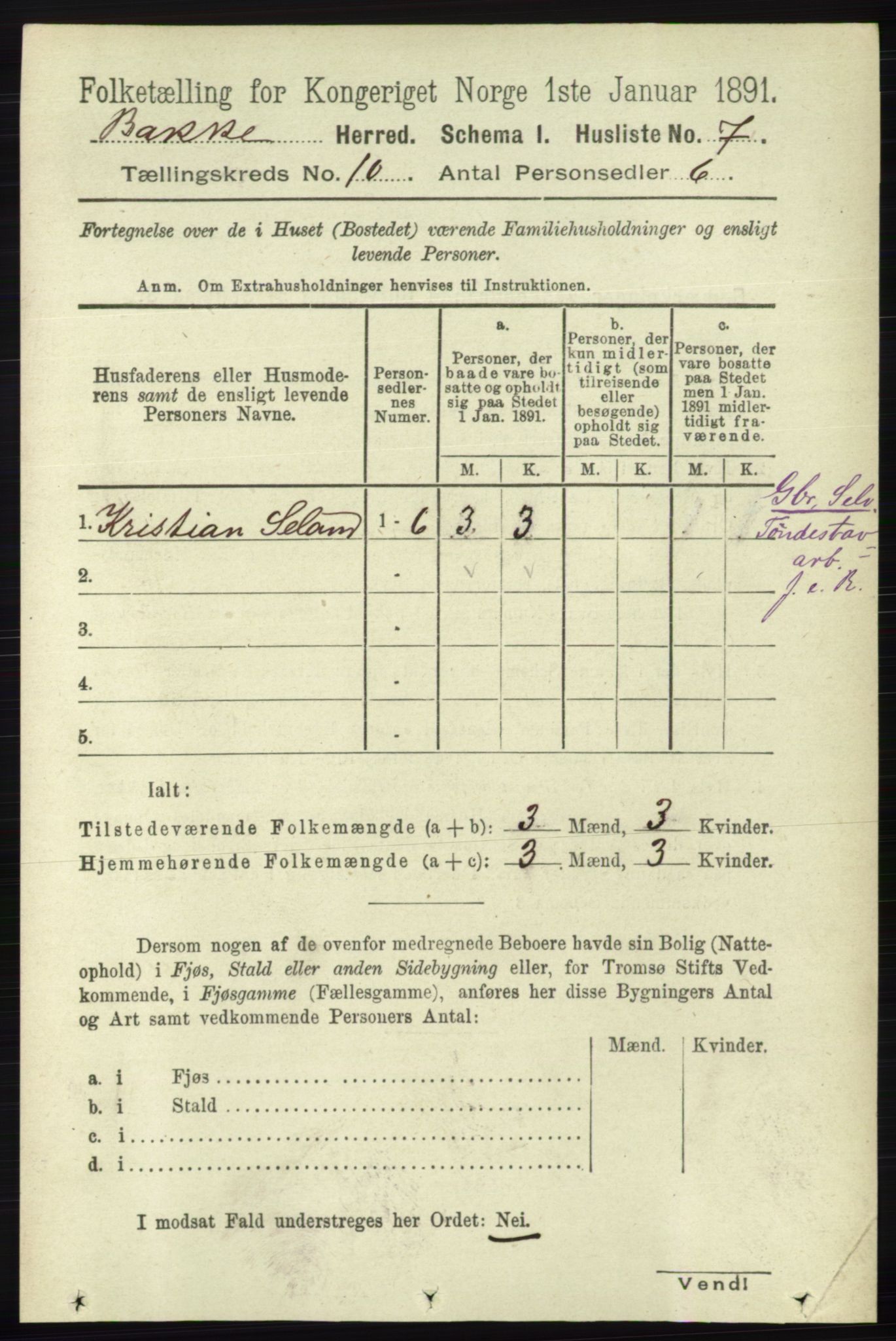 RA, 1891 census for 1045 Bakke, 1891, p. 1971