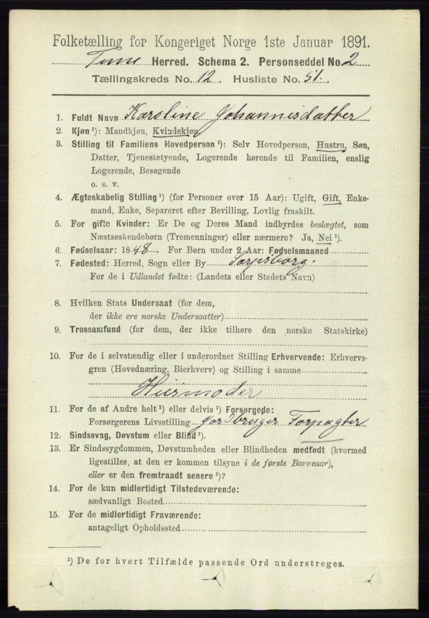 RA, 1891 census for 0130 Tune, 1891, p. 7530