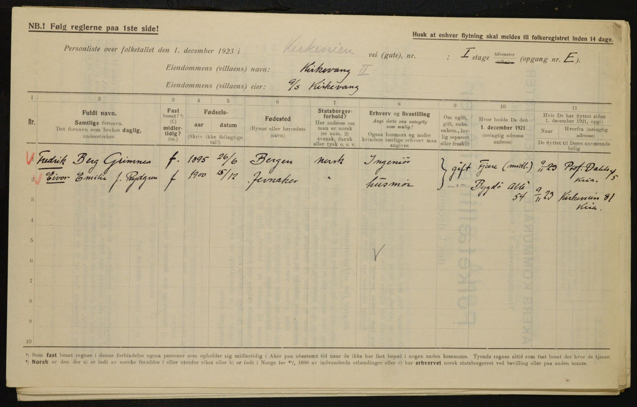 , Municipal Census 1923 for Aker, 1923, p. 12902