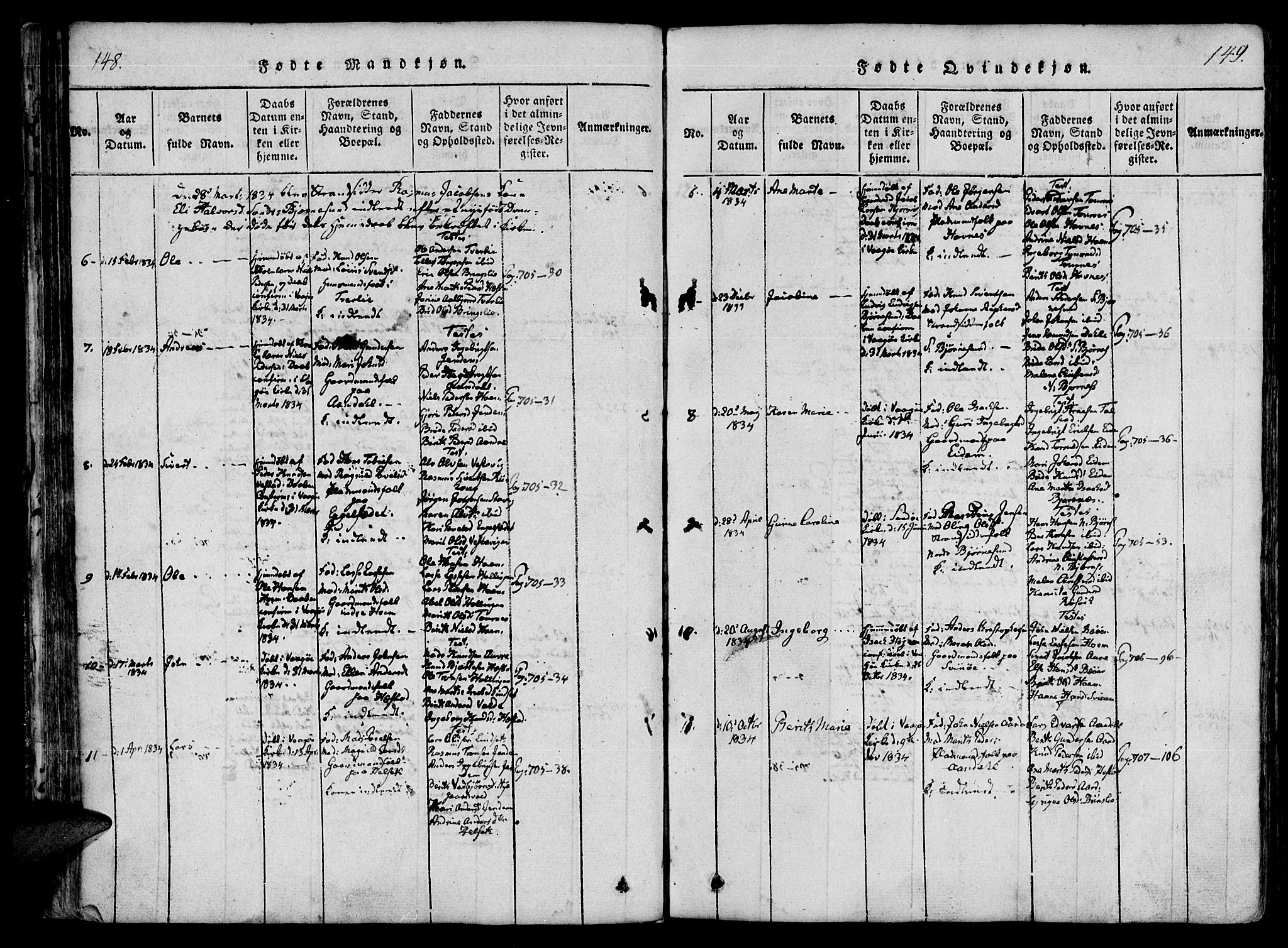 Ministerialprotokoller, klokkerbøker og fødselsregistre - Møre og Romsdal, AV/SAT-A-1454/565/L0747: Parish register (official) no. 565A01, 1817-1844, p. 148-149