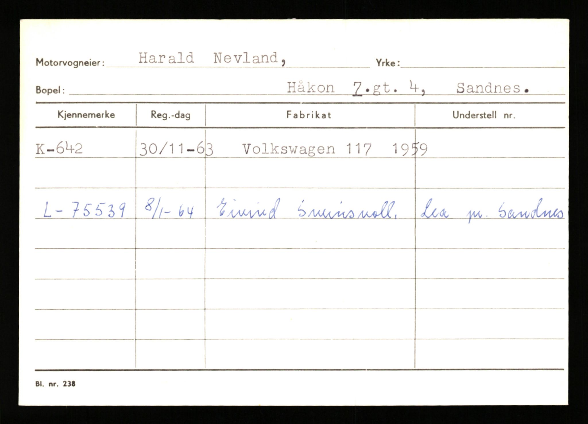 Stavanger trafikkstasjon, SAST/A-101942/0/G/L0001: Registreringsnummer: 0 - 5782, 1930-1971, p. 387