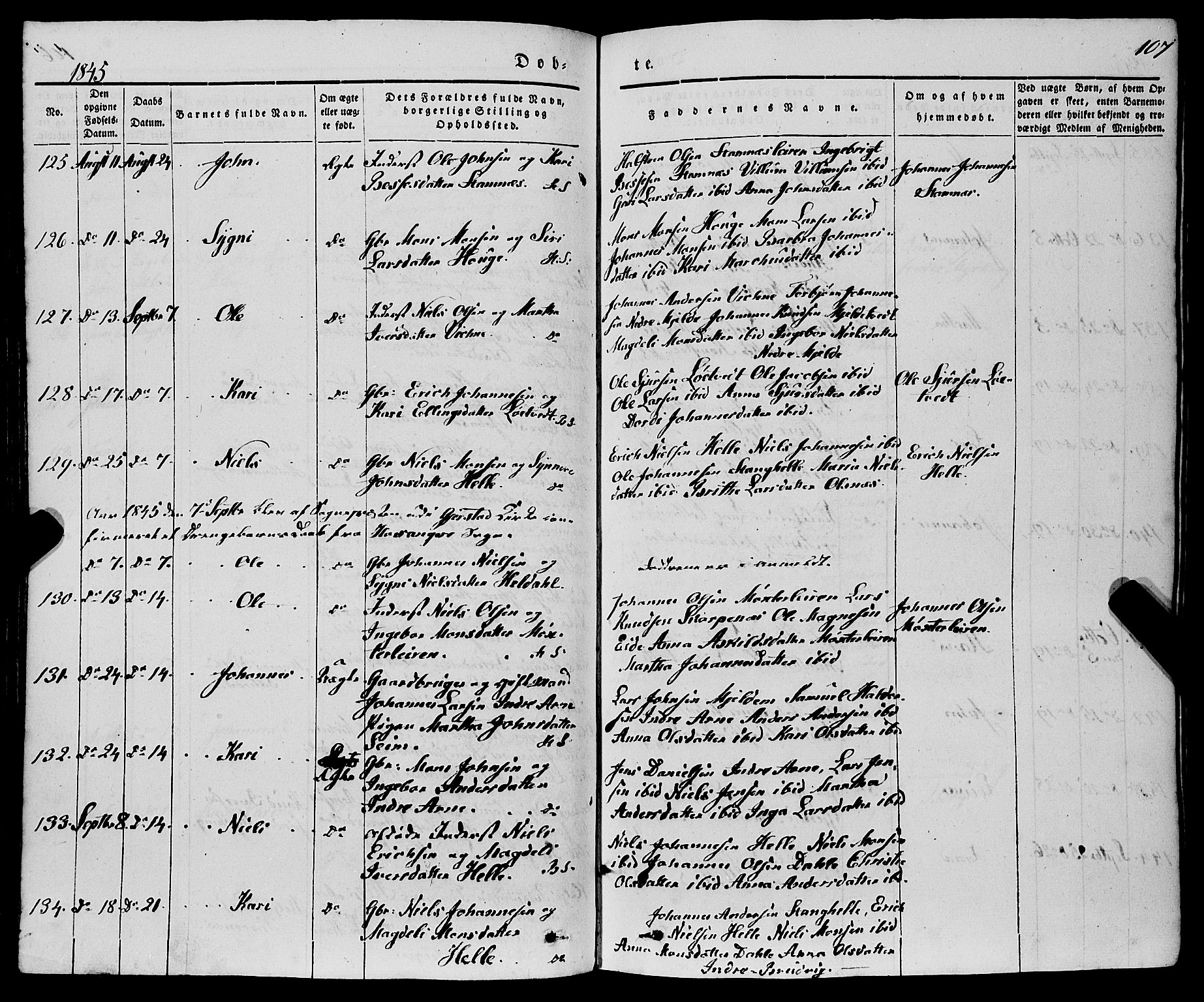 Haus sokneprestembete, AV/SAB-A-75601/H/Haa: Parish register (official) no. A 15, 1838-1847, p. 107